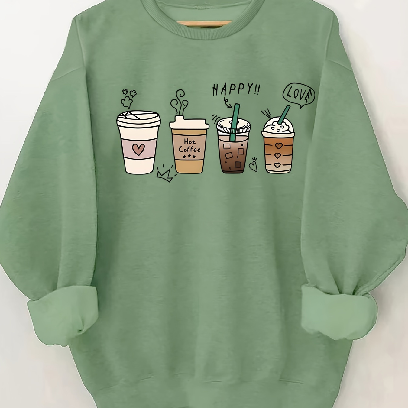 Women's Polyester Sweatshirt | 100% Polyester | Casual Crew Neck | Geometric | Fall/winter | Knit Fabric | Creative Coffee Cup Motif Pullover Sweater
Women's Polyester Sweatshirt | 100% Polyester | Casual Crew Neck | Geometric | Fall/winter | Knit Fabric | Creative Coffee Cup Motif Pullover Sweater