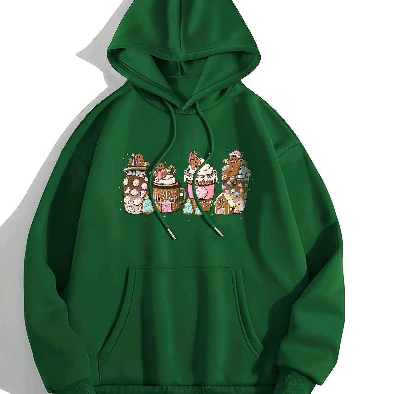 Gingerbread Christmas Coffee Hoodie, Drawstring Casual Hooded Sweatshirt For Winter & Fall, Women's Clothing, Best For Christmas
Gingerbread Christmas Coffee Hoodie, Drawstring Casual Hooded Sweatshirt For Winter & Fall, Women's Clothing, Best For Christmas