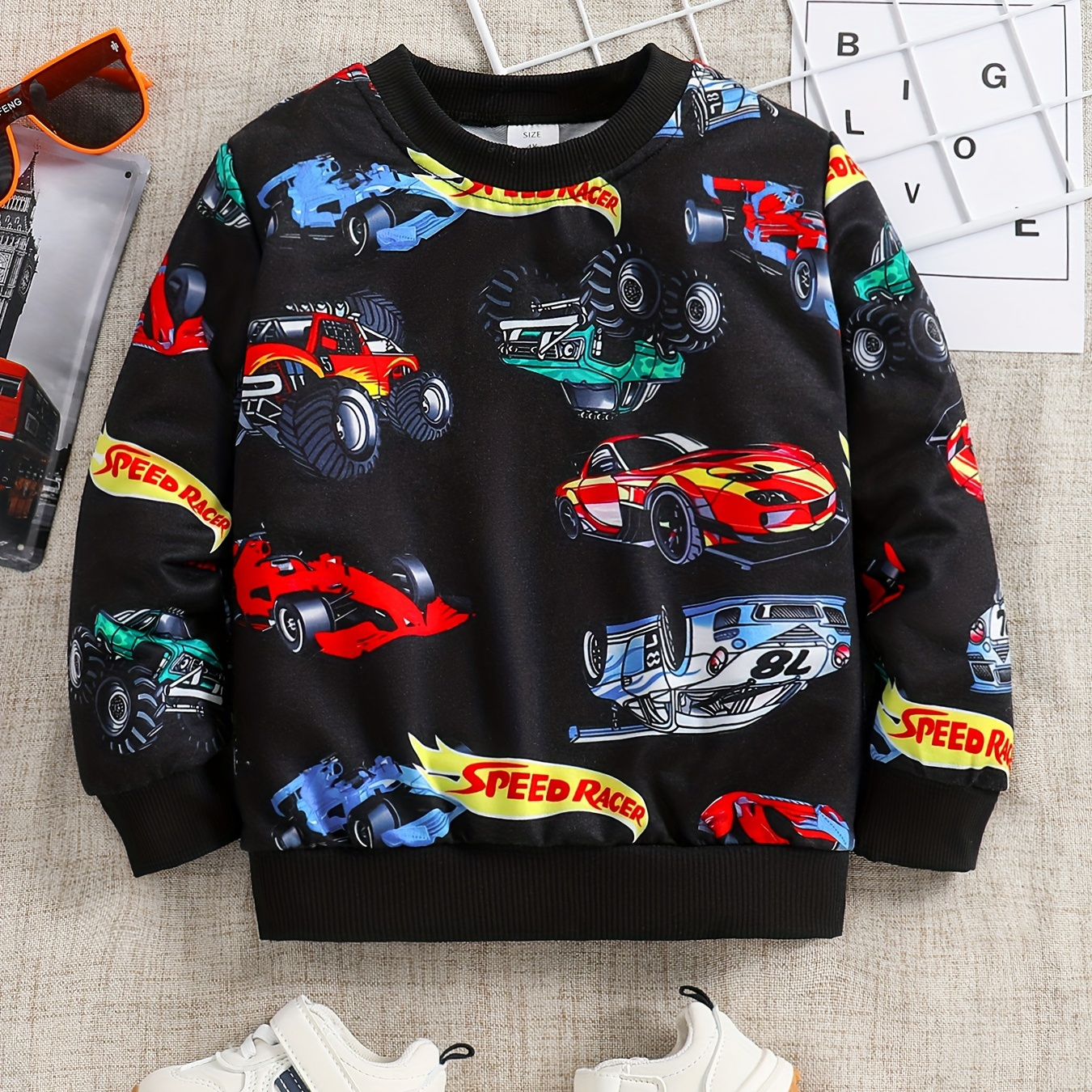 Cartoon Car Print Sweatshirt For Boys - Casual Creative Design With Stretch Fabric For Comfortable Autumn/winter Wear
Cartoon Car Print Sweatshirt For Boys - Casual Creative Design With Stretch Fabric For Comfortable Autumn/winter Wear