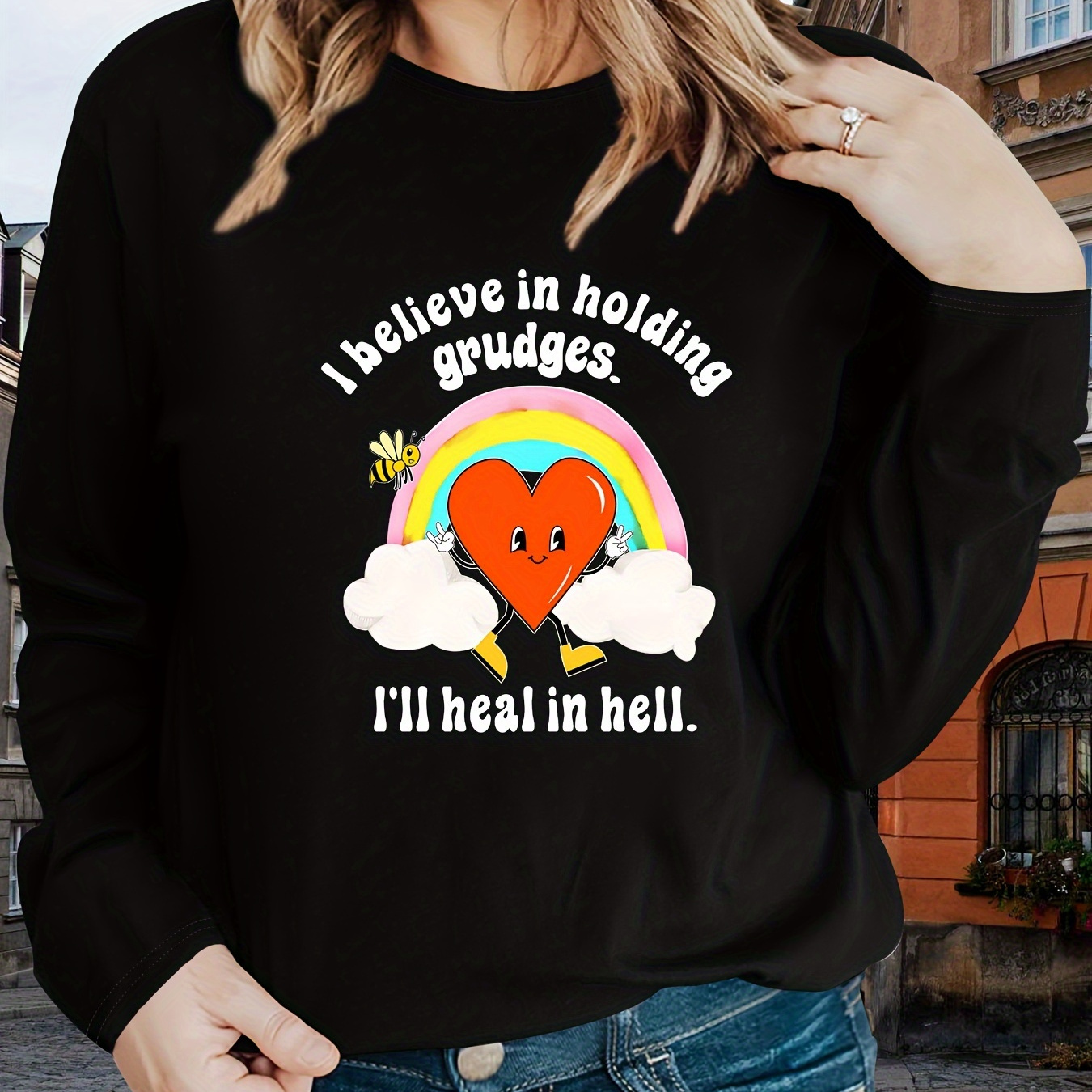 In Holding Grudges" - Comfy & Stylish Long Sleeve Crew Neck T-shirt For Women, Plus Size
In Holding Grudges" - Comfy & Stylish Long Sleeve Crew Neck T-shirt For Women, Plus Size