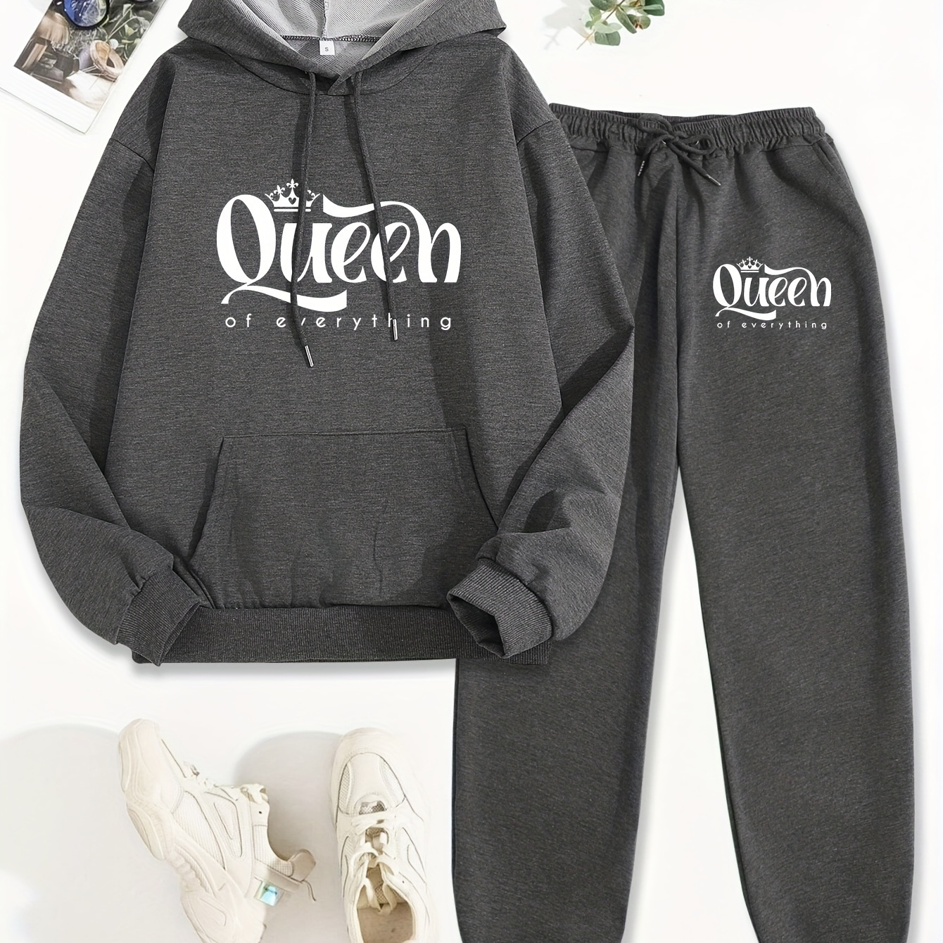 Women's Casual Hoodie And Pants Set, Long Sleeve Knit Fabric With Hood, Letter , Pocket Detail, Polyester, Regular Fit, Autumn/
Women's Casual Hoodie And Pants Set, Long Sleeve Knit Fabric With Hood, Letter , Pocket Detail, Polyester, Regular Fit, Autumn/