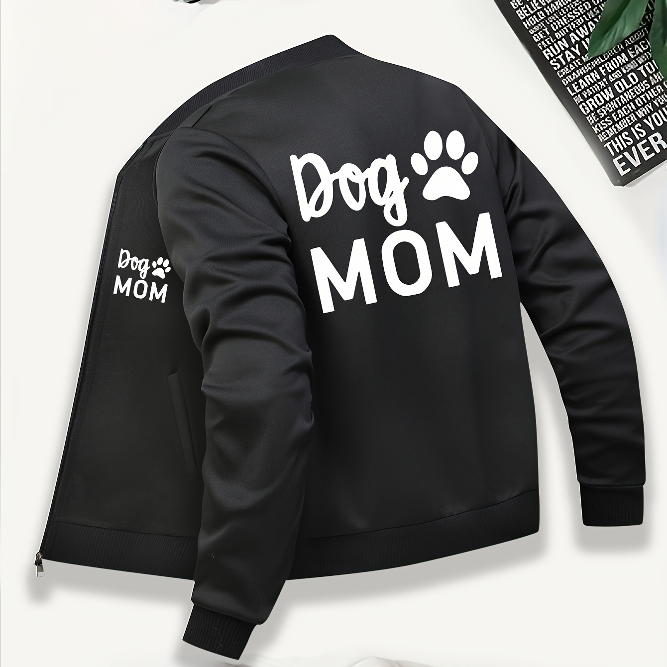 A Women's Dog Mom Printed Jacket Made Of Polyester Fabric, Featuring A Baseball Collar, Long Sleeves, Pockets, And Suitable For All .
A Women's Dog Mom Printed Jacket Made Of Polyester Fabric, Featuring A Baseball Collar, Long Sleeves, Pockets, And Suitable For All .