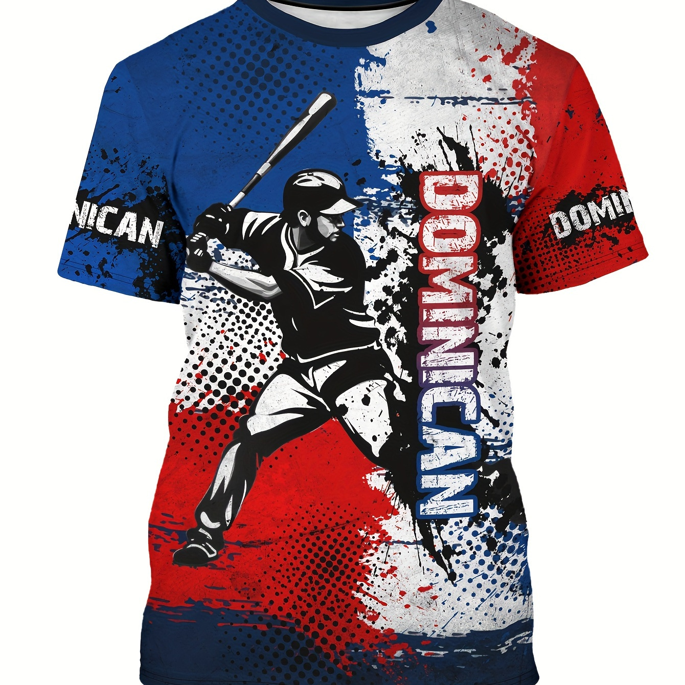 Men's Baseball Player And Color Block Pattern And Letter Print "dominican" Crew Neck And Short Sleeve T-shirt, Stylish And Chic Tops For Summer Outdoors And Sports Wear
Men's Baseball Player And Color Block Pattern And Letter Print "dominican" Crew Neck And Short Sleeve T-shirt, Stylish And Chic Tops For Summer Outdoors And Sports Wear