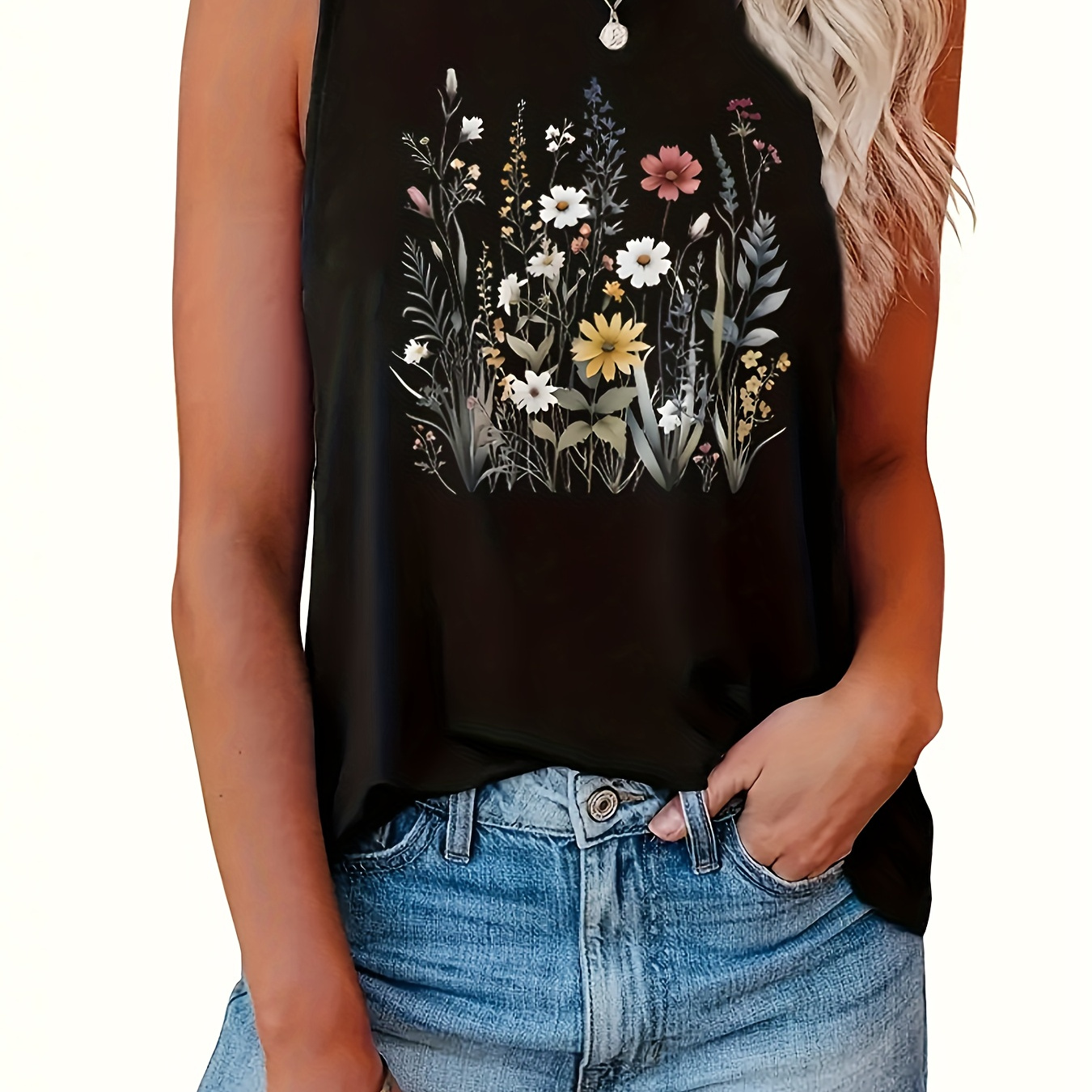 Plus Size Floral Print Tank Top, Casual Sleeveless Crew Neck Top For Summer & Spring, Women's Plus Size Clothing
Plus Size Floral Print Tank Top, Casual Sleeveless Crew Neck Top For Summer & Spring, Women's Plus Size Clothing