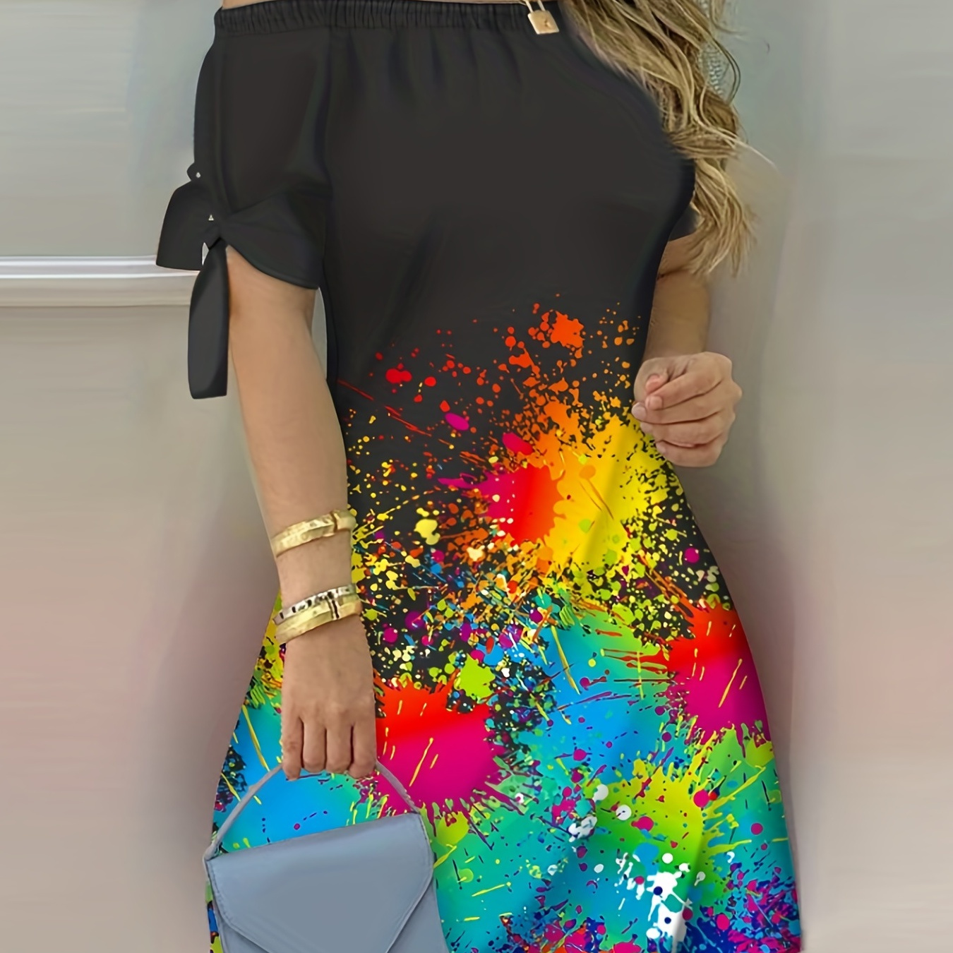 Graphic Print Off Shoulder Dress, Casual Short Sleeve Aline Dress For Spring & Summer, Women's Clothing
Graphic Print Off Shoulder Dress, Casual Short Sleeve Aline Dress For Spring & Summer, Women's Clothing