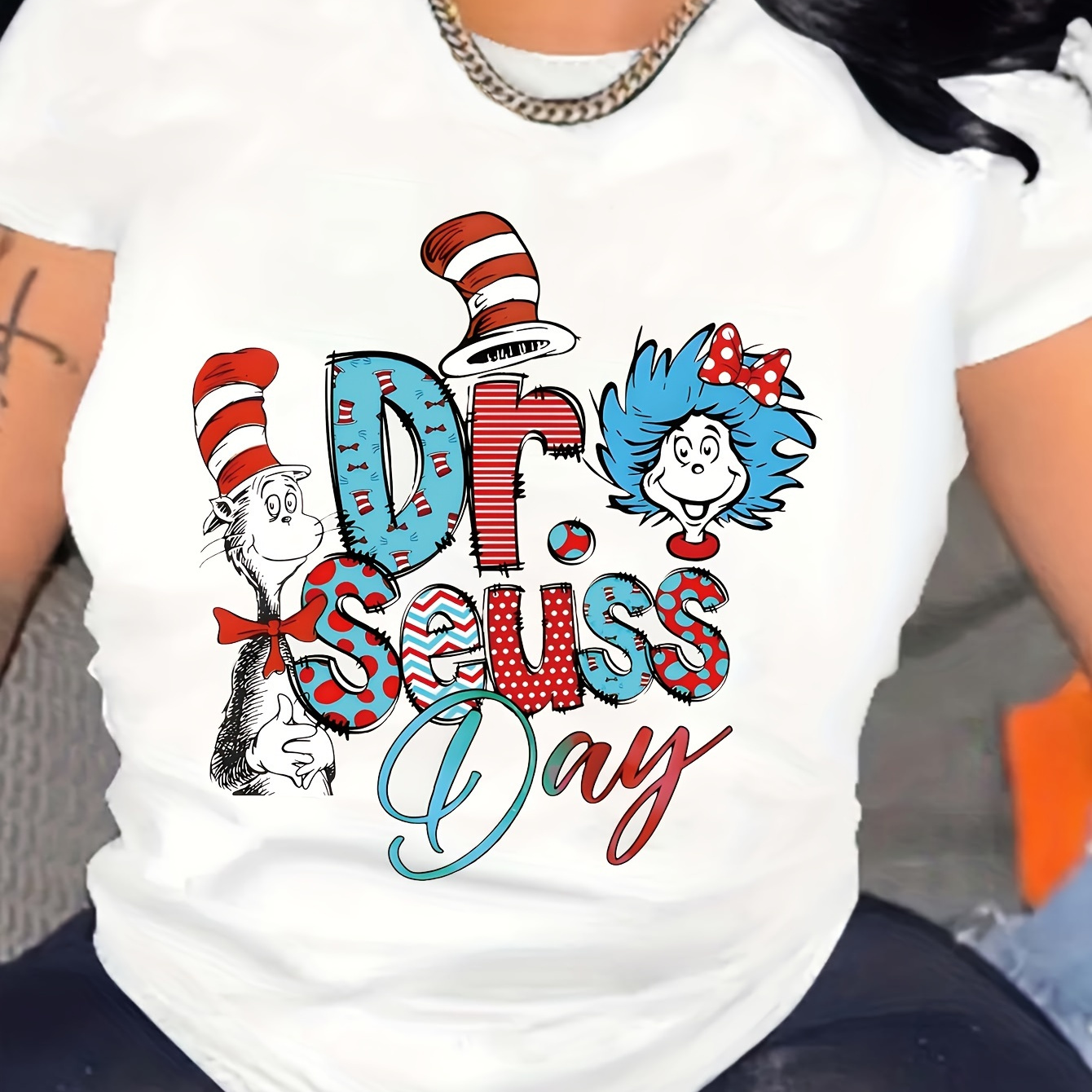 Day Celebration T-shirt - Colorful Cartoon Print, Soft Polyester Blend, Crew Neck, Short Sleeve, Machine Washable - Ideal For Spring/summer
Day Celebration T-shirt - Colorful Cartoon Print, Soft Polyester Blend, Crew Neck, Short Sleeve, Machine Washable - Ideal For Spring/summer