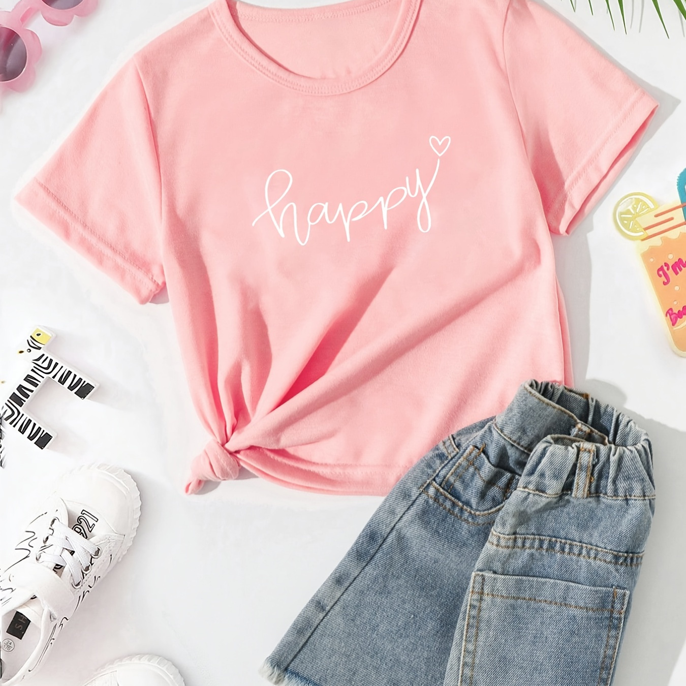 Girls' Simple ''happy'' Letter Short Sleeve T-shirt Stretch Comfy Casual Summer Tee Top Kid Girl's Gift Clothes
Girls' Simple ''happy'' Letter Short Sleeve T-shirt Stretch Comfy Casual Summer Tee Top Kid Girl's Gift Clothes