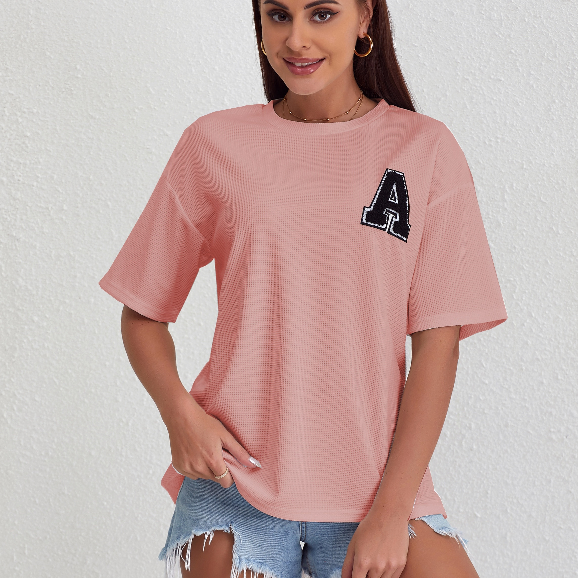 Letter Patch Crew Neck T-shirt, Casual Short Sleeve T-shirt For Spring & Summer, Women's Clothing
Letter Patch Crew Neck T-shirt, Casual Short Sleeve T-shirt For Spring & Summer, Women's Clothing