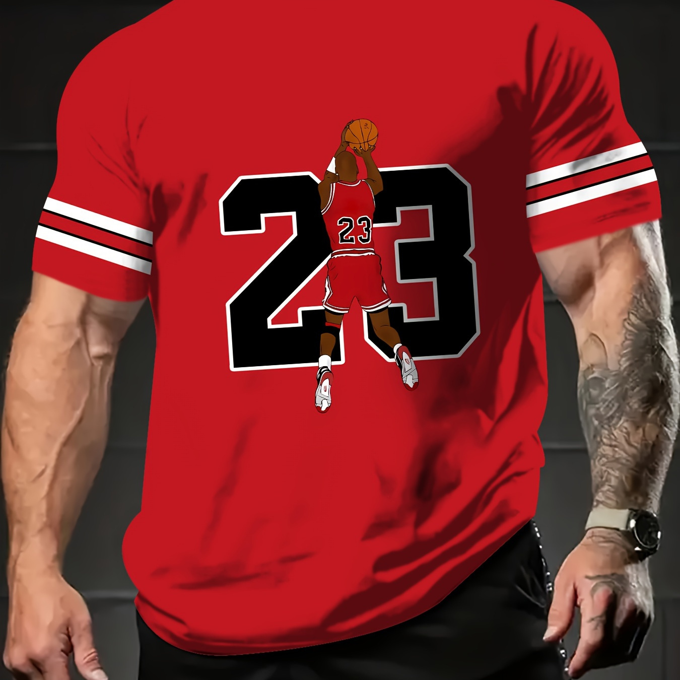 Number 23 Print Crew Neck T-shirt For Summer, Men's Soft Short Sleeve Top, Stylish Comfy Tee For Casual Wear
Number 23 Print Crew Neck T-shirt For Summer, Men's Soft Short Sleeve Top, Stylish Comfy Tee For Casual Wear