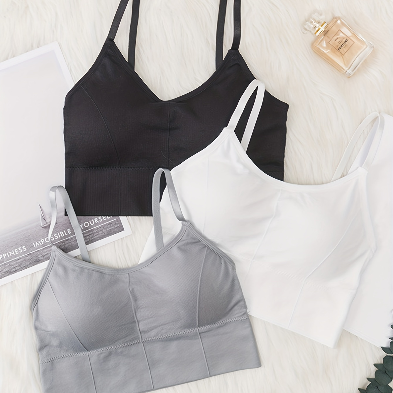 3pcs Simple Solid Sports Bras, Comfy & Breathable Workout Bra, Women's Lingerie & Underwear
3pcs Simple Solid Sports Bras, Comfy & Breathable Workout Bra, Women's Lingerie & Underwear