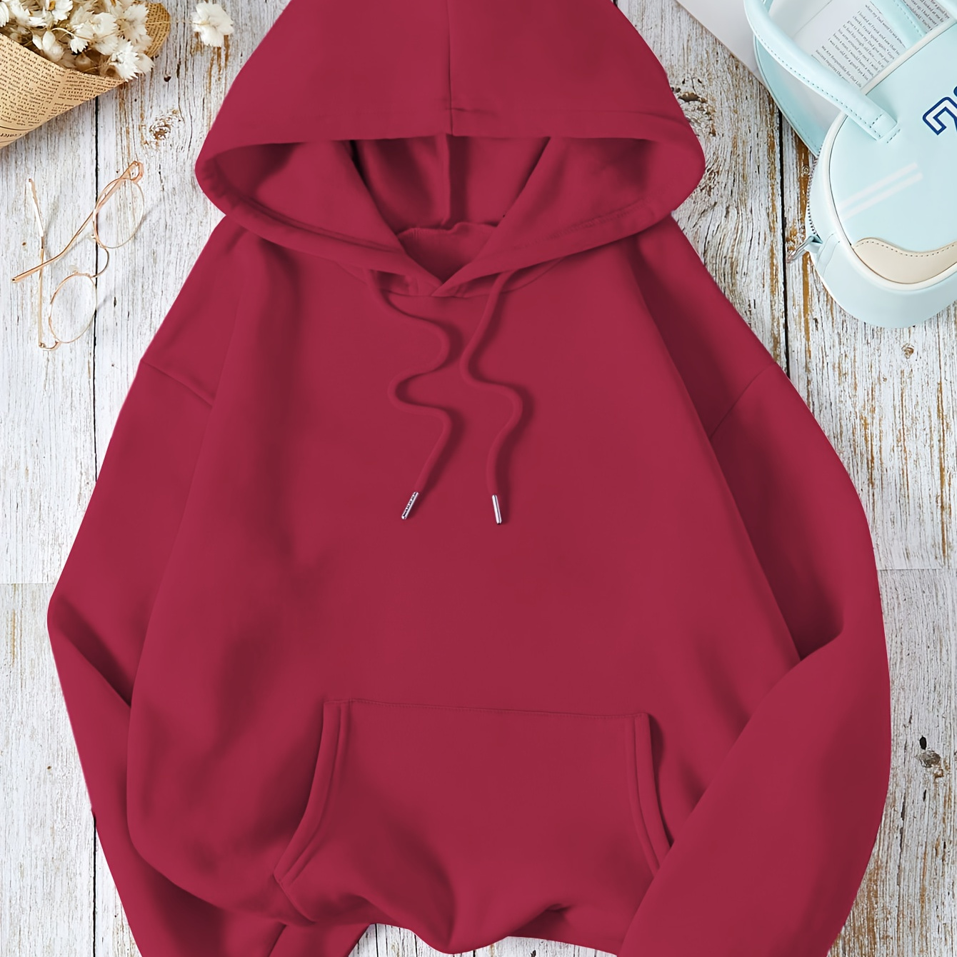 Women's Casual Solid Color Hoodie With Adjustable Drawstring & Kangaroo Pocket - Cozy Polyester Pullover For Fall/winter
Women's Casual Solid Color Hoodie With Adjustable Drawstring & Kangaroo Pocket - Cozy Polyester Pullover For Fall/winter