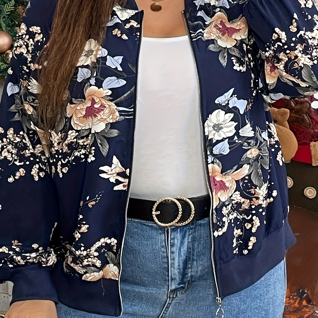 Veste Décontractée Grande Taille Pour Femmes, Imprimé Floral, Manches Longues, Fermeture Éclair, Col Montant, Veste Bombardier Coupe Cintrée
Veste Décontractée Grande Taille Pour Femmes, Imprimé Floral, Manches Longues, Fermeture Éclair, Col Montant, Veste Bombardier Coupe Cintrée