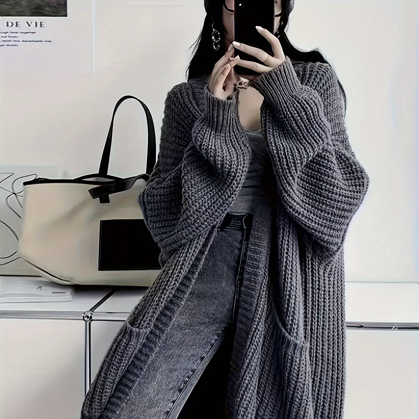 Gilet en à manches longues et longueur longue, avec poche, vêtement grande taille pour femmes
Gilet en à manches longues et longueur longue, avec poche, vêtement grande taille pour femmes