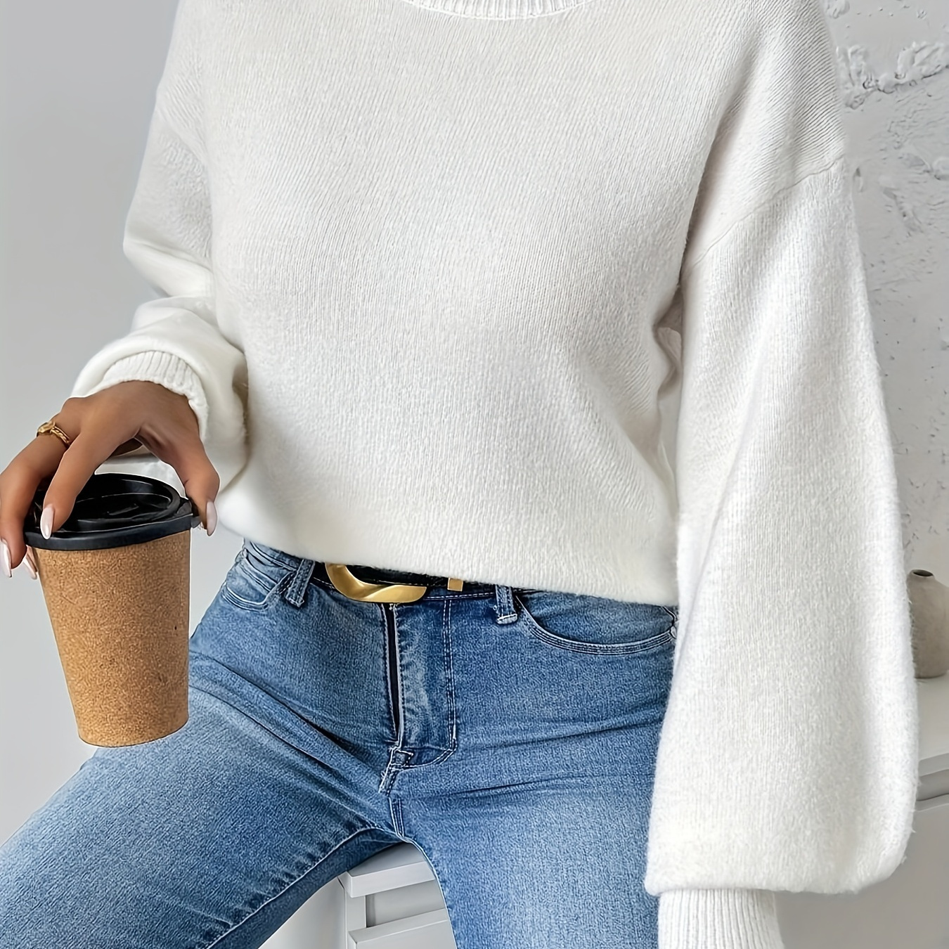 1pc Pull Élégant pour Femme à Col Rond - 100% Polyester Tricoté, Couleur Unie, Confort Toutes
1pc Pull Élégant pour Femme à Col Rond - 100% Polyester Tricoté, Couleur Unie, Confort Toutes