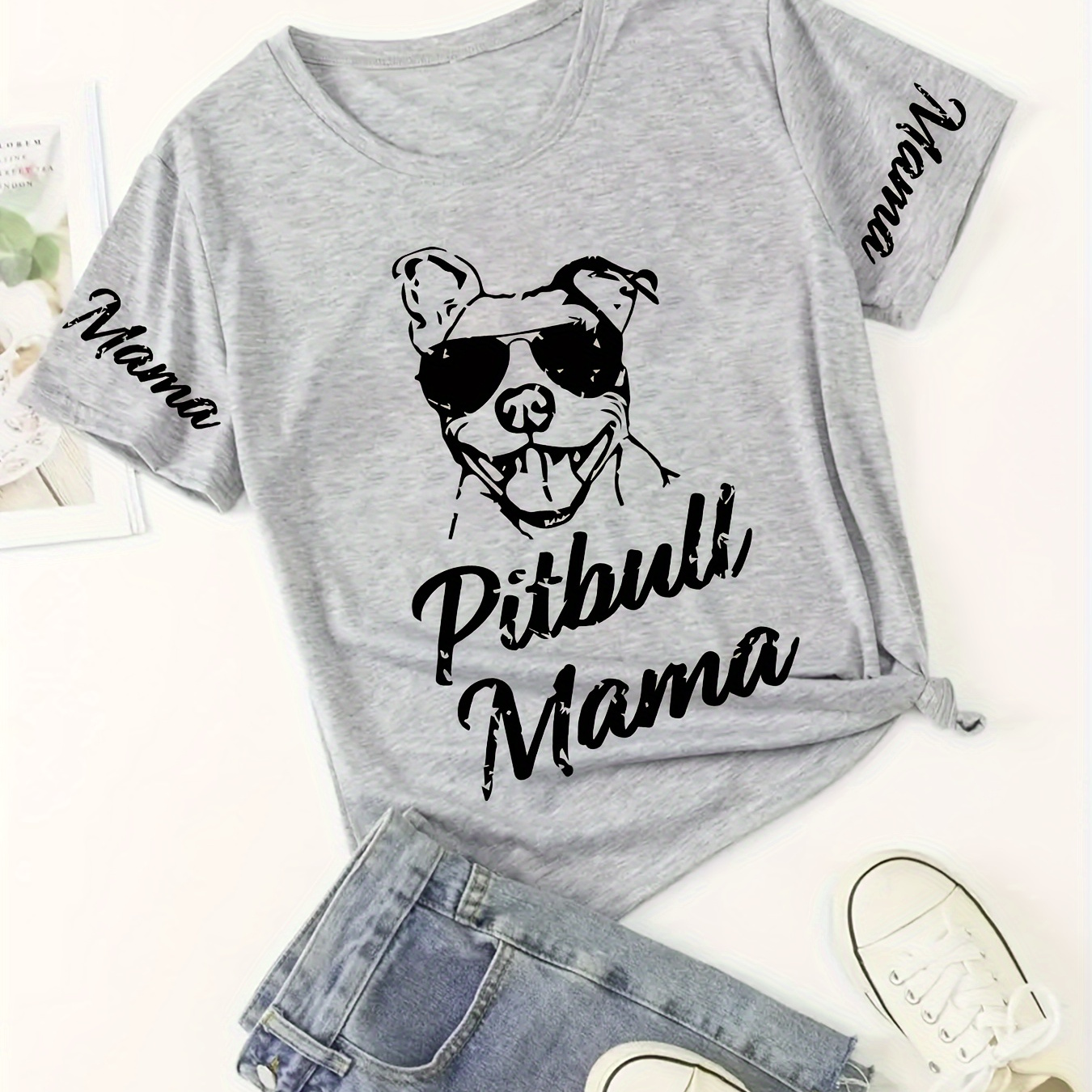 Plus Size Dog & Letter Print T-shirt, Casual Short Sleeve Top For Spring & Summer, Women's Plus Size Clothing
Plus Size Dog & Letter Print T-shirt, Casual Short Sleeve Top For Spring & Summer, Women's Plus Size Clothing