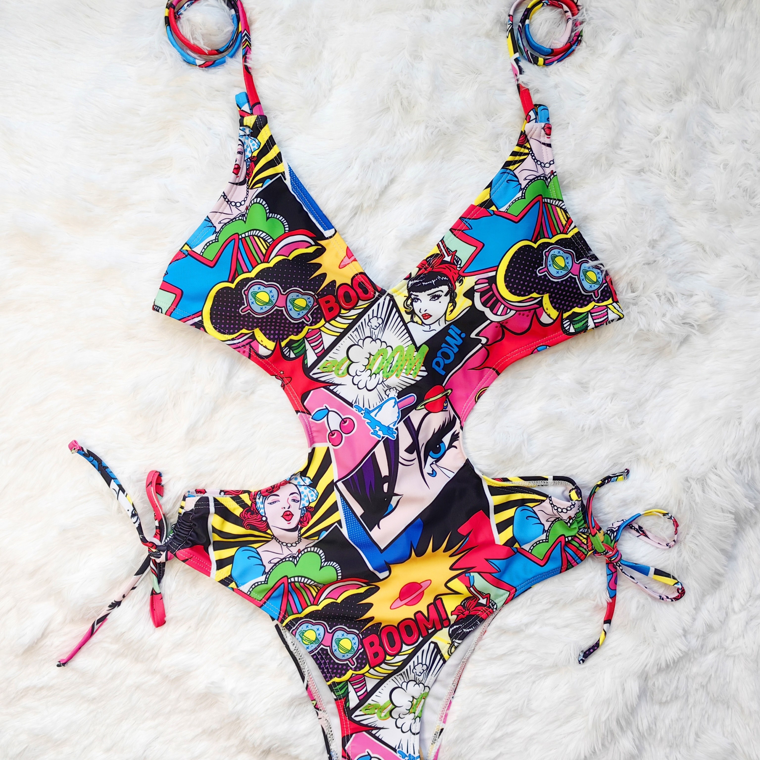 Women's One-piece Swimsuit, Cartoon Print, Sexy High Cut, Beachwear, Pool Swimwear, Multicolor, Stretchable Fabric
Women's One-piece Swimsuit, Cartoon Print, Sexy High Cut, Beachwear, Pool Swimwear, Multicolor, Stretchable Fabric