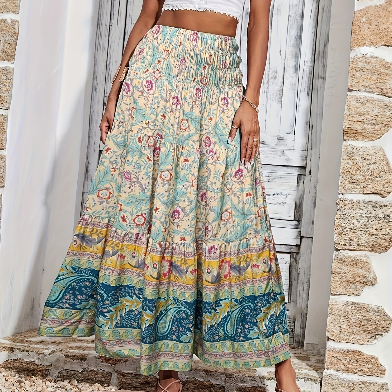 Floral Print High Waist Skirt, Elegant Tiered Layer Loose Pleated Skirt For Spring & Summer, Women's Clothing
Floral Print High Waist Skirt, Elegant Tiered Layer Loose Pleated Skirt For Spring & Summer, Women's Clothing