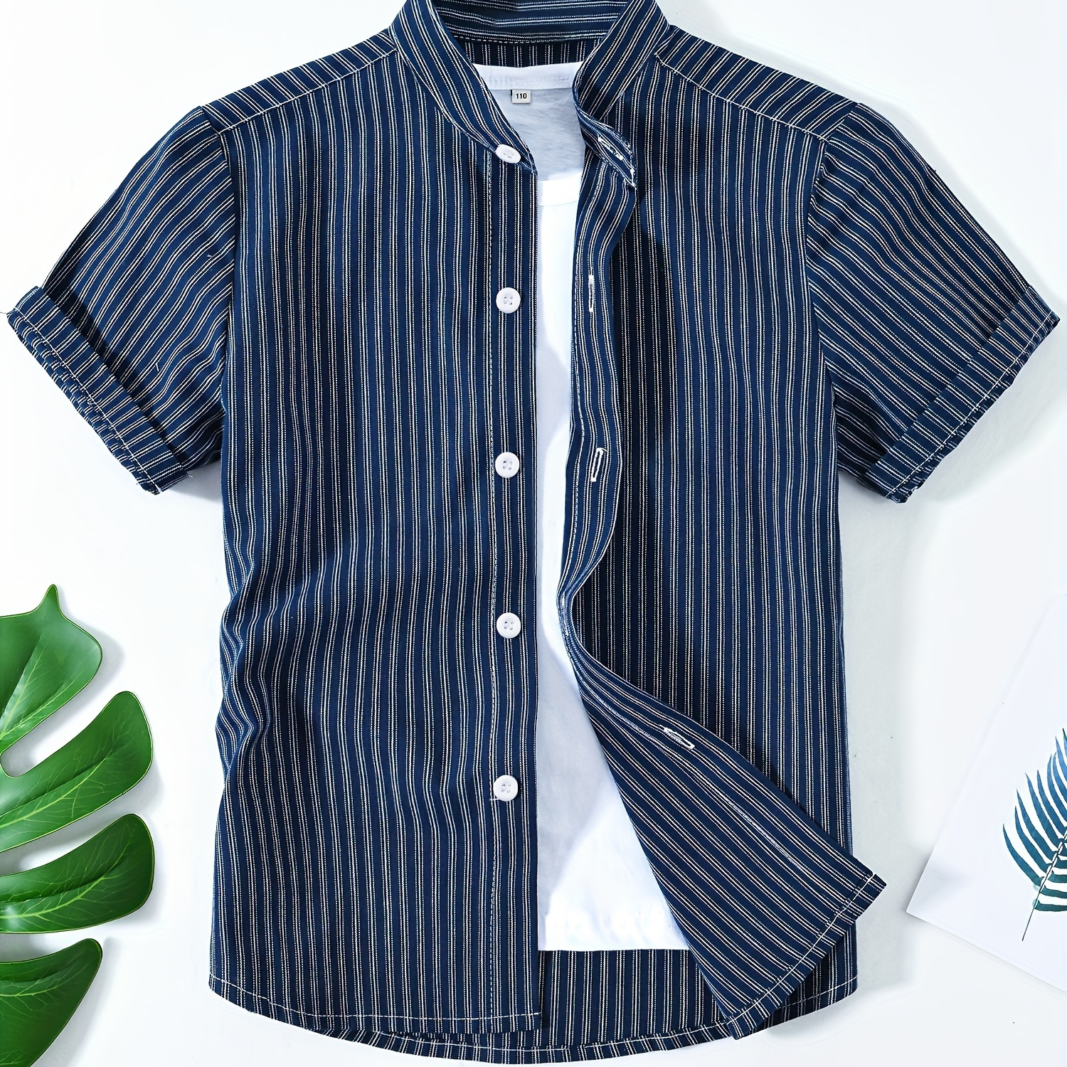 Boys Striped Creative Top, Casual Non-stretch Short Sleeve Lapel Shirt, Boys Clothes For Summer Outdoor
Boys Striped Creative Top, Casual Non-stretch Short Sleeve Lapel Shirt, Boys Clothes For Summer Outdoor