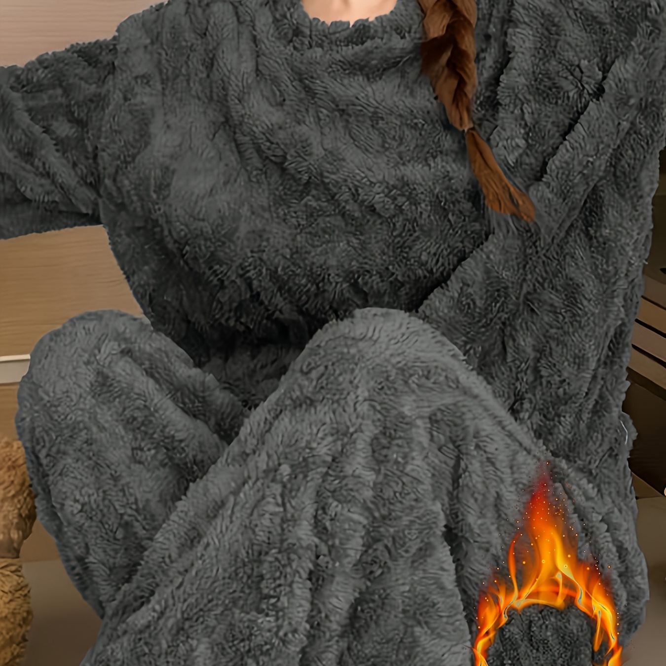 Women's Polyester Jacquard Pajama Set, Casual Crew Neck Top With Pants, Solid Color, Thickened Fall/winter Loungewear, Comfortable Woven Suit
Women's Polyester Jacquard Pajama Set, Casual Crew Neck Top With Pants, Solid Color, Thickened Fall/winter Loungewear, Comfortable Woven Suit