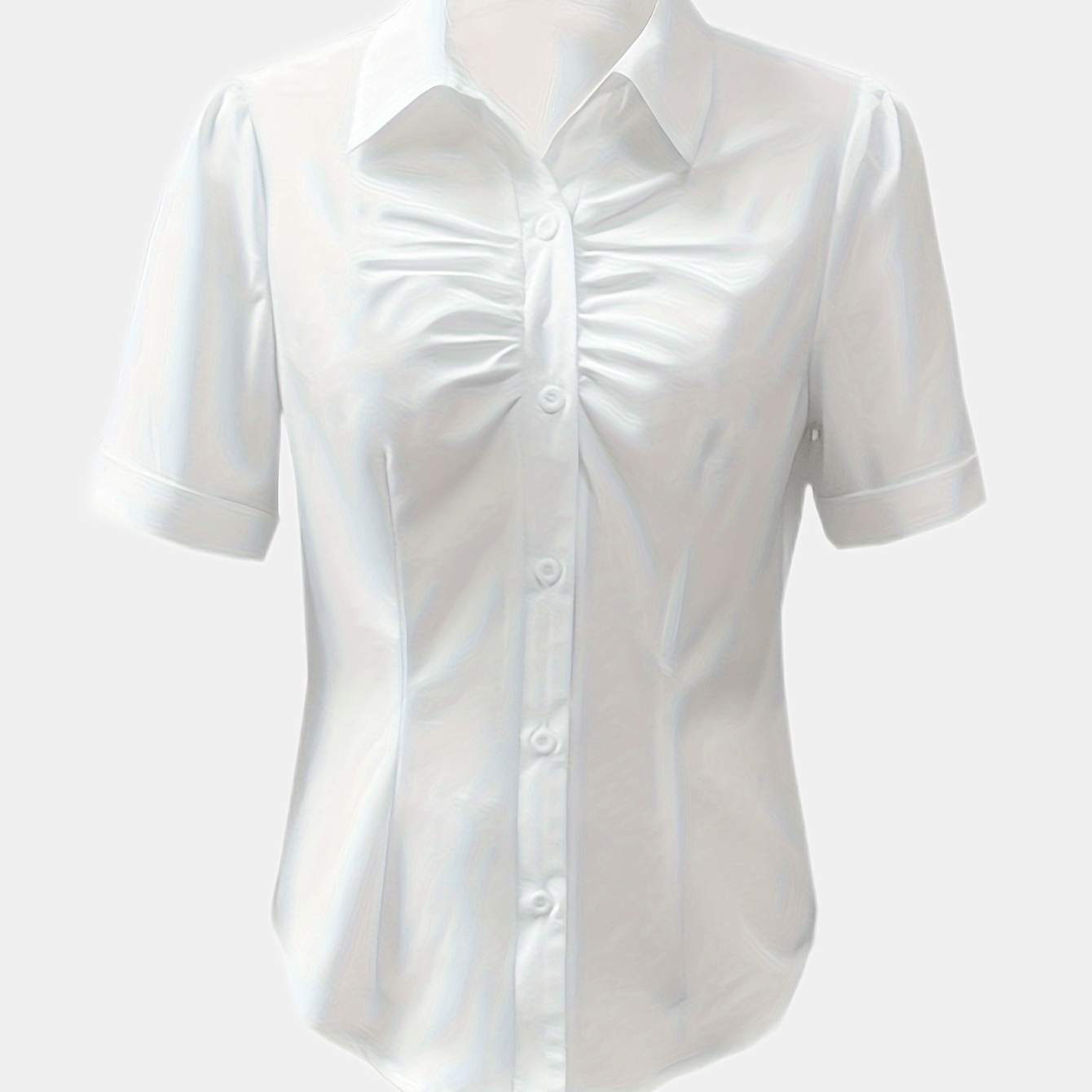 Single-breasted Collared Blouse, Elegant Solid Short Sleeve Blouse For Spring & Summer, Women's Clothing
Single-breasted Collared Blouse, Elegant Solid Short Sleeve Blouse For Spring & Summer, Women's Clothing