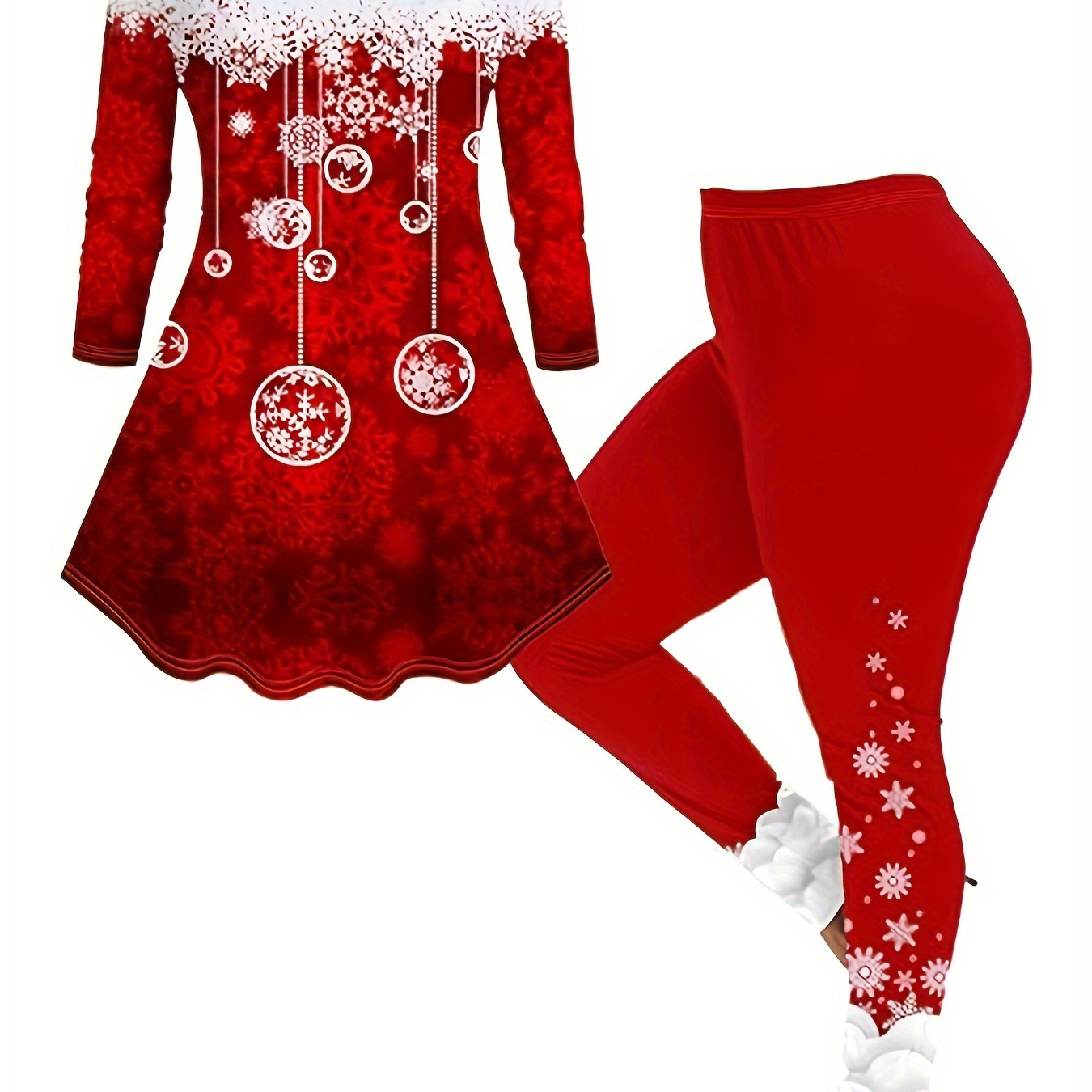 Snowflake Print Two-piece Set, Casual Long Sleeve Crew Neck Top & Pants Outfits, Women's Clothing
Snowflake Print Two-piece Set, Casual Long Sleeve Crew Neck Top & Pants Outfits, Women's Clothing