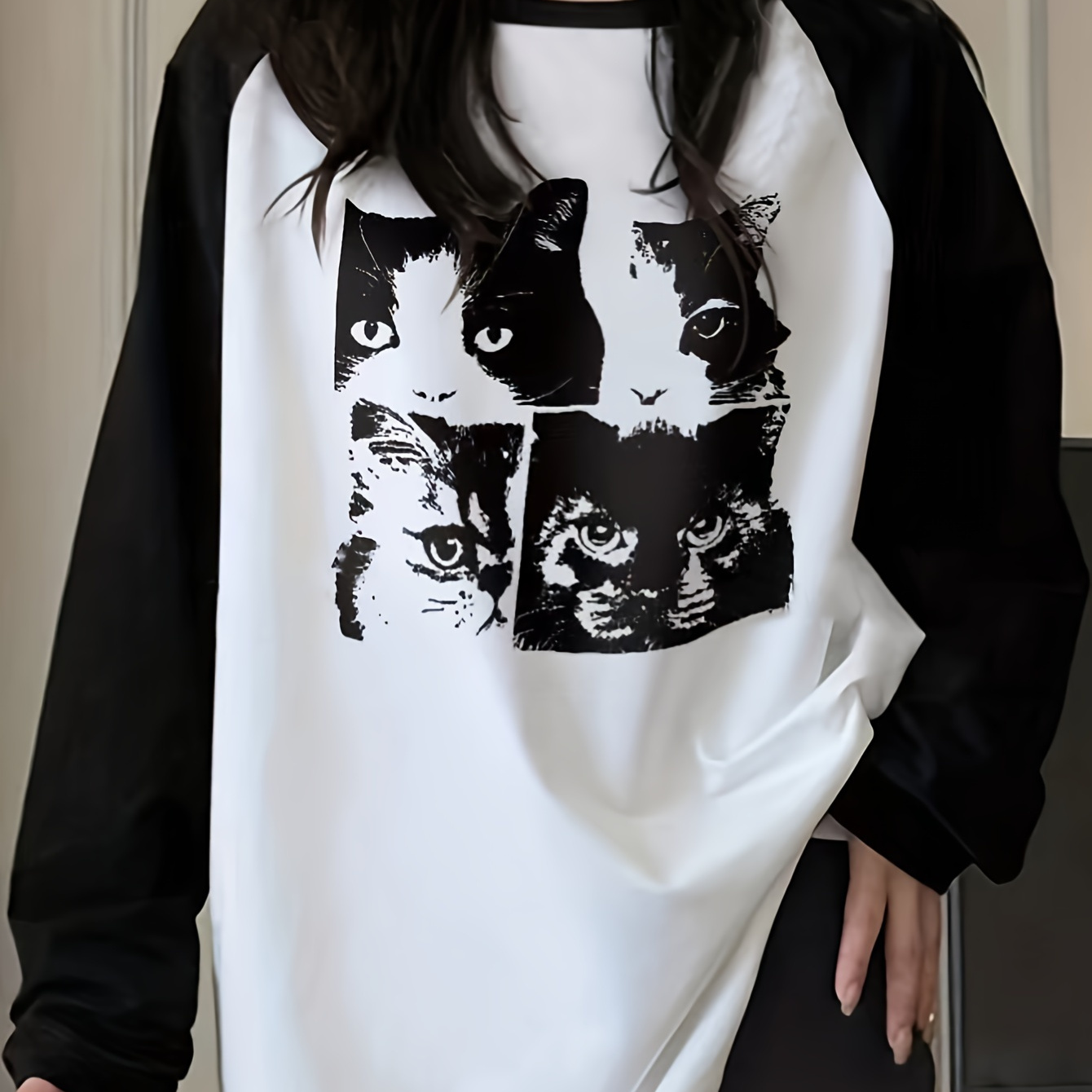 Women's Casual Long Sleeve T-shirt With Cute Cat Print - Round Neck, Stretchy Polyester , Machine Washable - Fall & Winter, Patchwork, Autumn
Women's Casual Long Sleeve T-shirt With Cute Cat Print - Round Neck, Stretchy Polyester , Machine Washable - Fall & Winter, Patchwork, Autumn