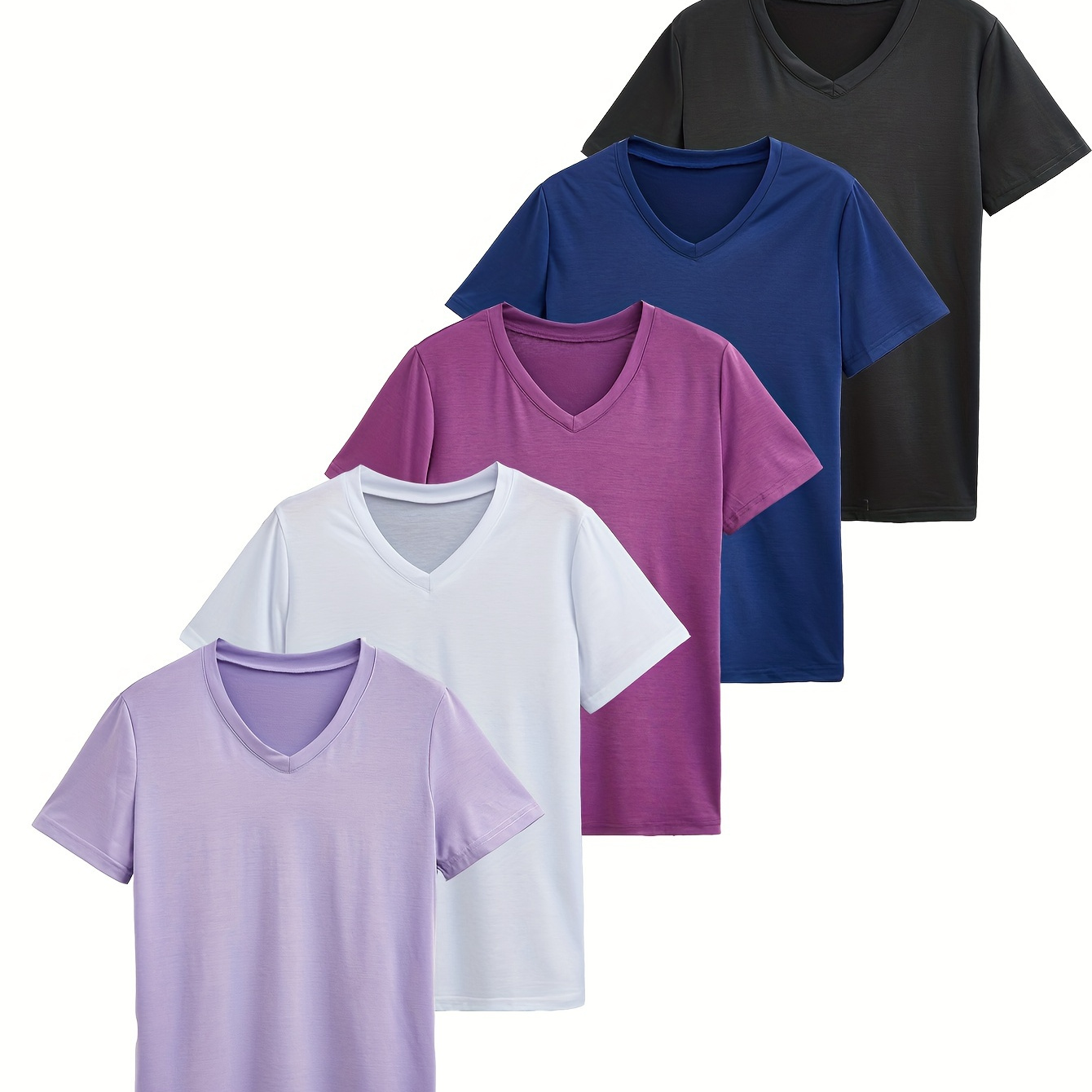 5pcs Solid Color V-neck Sports T-shirt, Short Sleeves Running Casual Top, Women's Activewear
5pcs Solid Color V-neck Sports T-shirt, Short Sleeves Running Casual Top, Women's Activewear