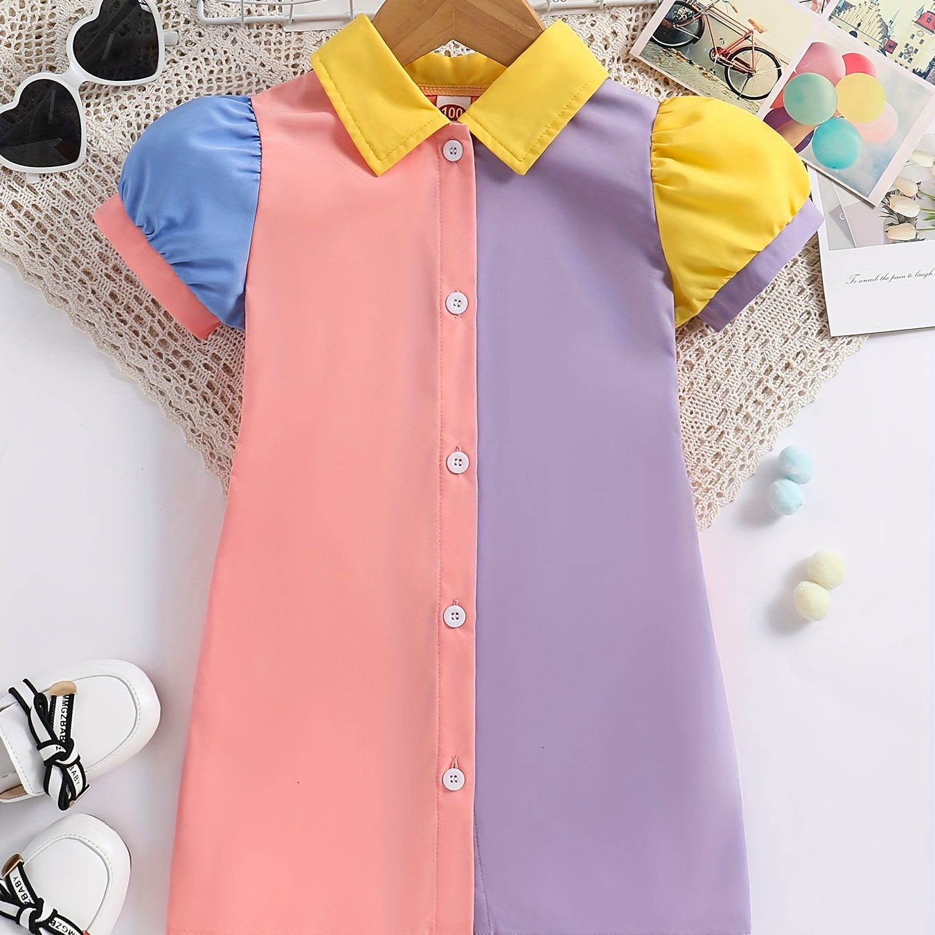 Casual Colorblock Button Decor Short Sleeve Collar Dress For Summer Party Outdoor Holiday
Casual Colorblock Button Decor Short Sleeve Collar Dress For Summer Party Outdoor Holiday