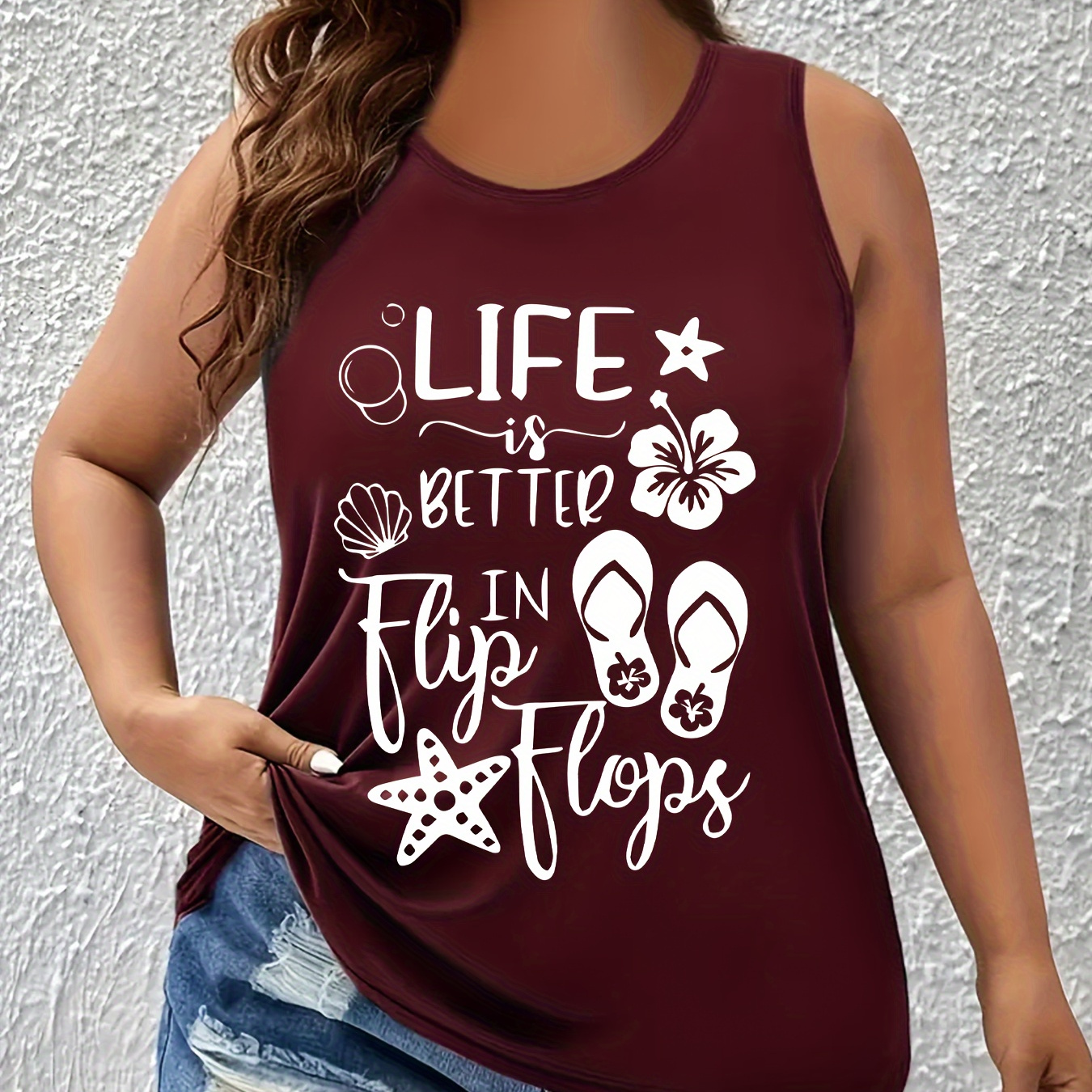 Plus Size Life Letter Print Tank Top, Casual Crew Neck Sleeveless Tank Top For Summer, Women's Plus Size clothing
Plus Size Life Letter Print Tank Top, Casual Crew Neck Sleeveless Tank Top For Summer, Women's Plus Size clothing
