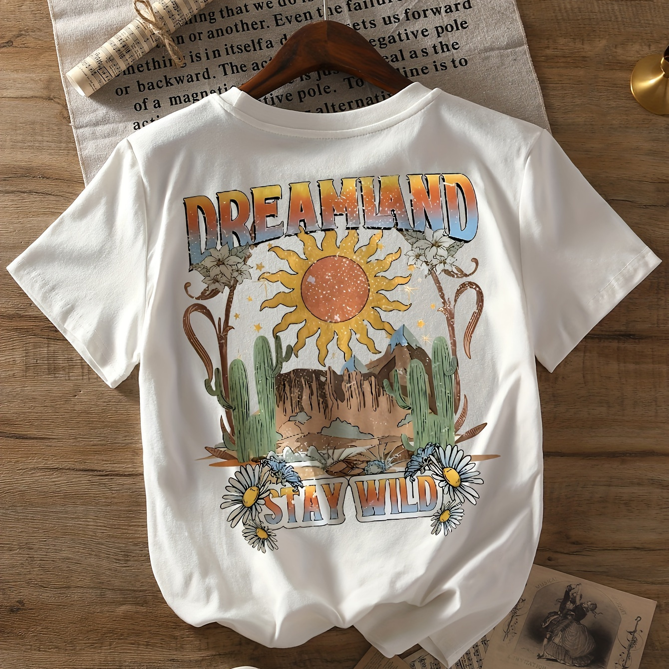 Sun Print T-shirt, Short Sleeve Crew Neck Casual Top For Summer & Spring, Women's Clothing
Sun Print T-shirt, Short Sleeve Crew Neck Casual Top For Summer & Spring, Women's Clothing