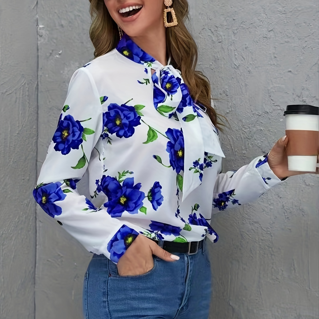 Floral Print Bow Tie Neck Blouse, Elegant Long Sleeve Blouse For Spring & Fall, Women's Clothing
Floral Print Bow Tie Neck Blouse, Elegant Long Sleeve Blouse For Spring & Fall, Women's Clothing