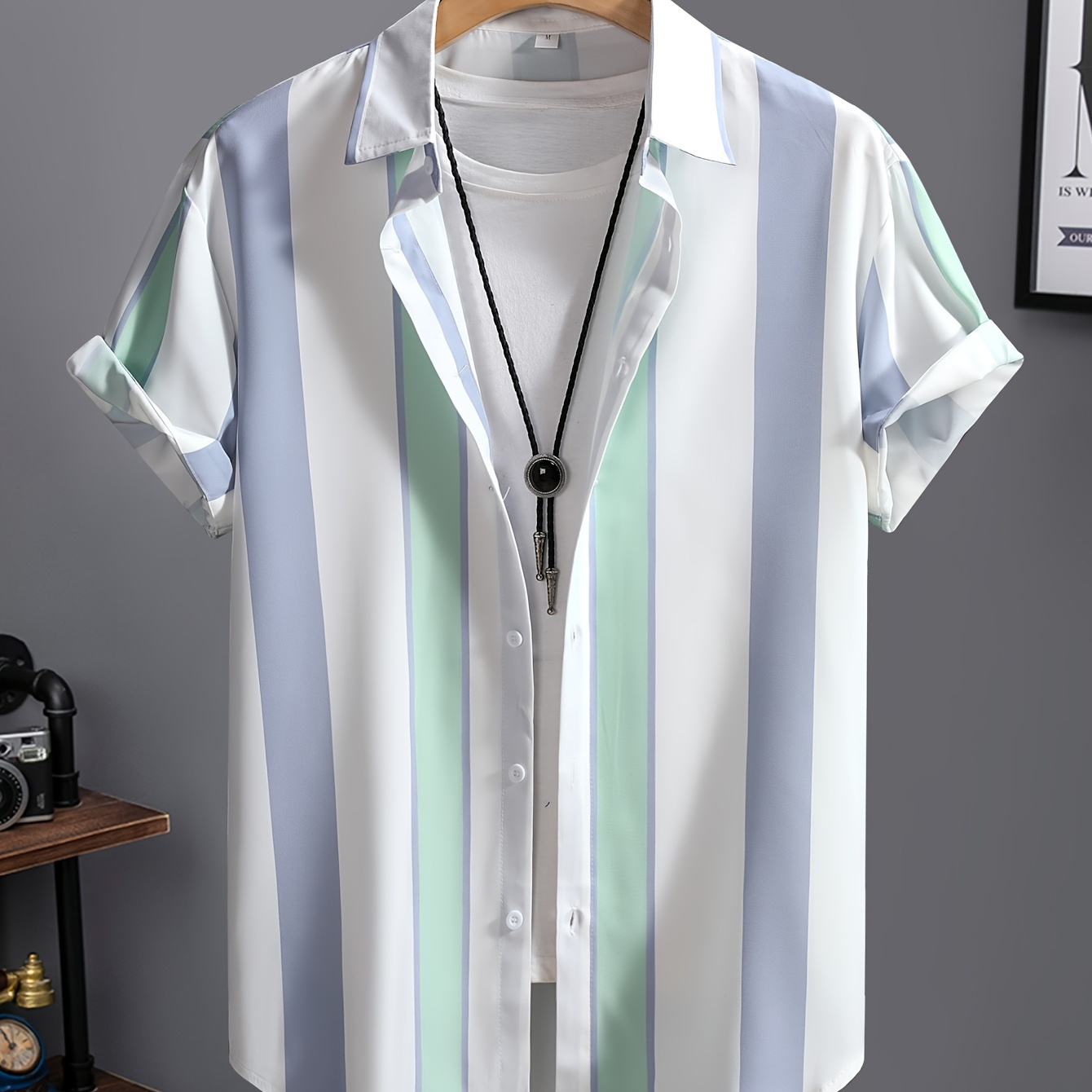 Men's Striped Shirt, Casual Lapel Button Up Short Sleeve Shirt For Summer Outdoor Activities
Men's Striped Shirt, Casual Lapel Button Up Short Sleeve Shirt For Summer Outdoor Activities
