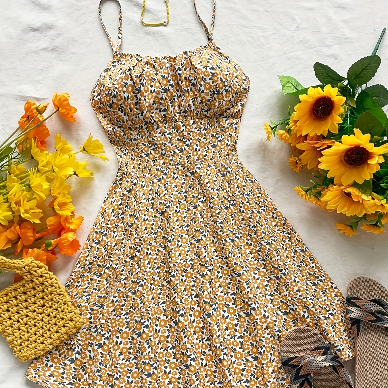 Chic Ditsy Floral Backless Sundress With Bow Tie - Sleeveless, Knee-length For Women | Summer Vacations, Strap, Vacation, , All//all
Chic Ditsy Floral Backless Sundress With Bow Tie - Sleeveless, Knee-length For Women | Summer Vacations, Strap, Vacation, , All//all