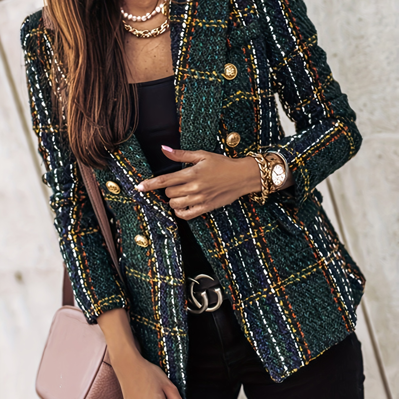 Elegant Pattern Long Sleeve Double Button Jacket For Women With Polyester Fabric And Turn-down Collar With Buttons For All
Elegant Pattern Long Sleeve Double Button Jacket For Women With Polyester Fabric And Turn-down Collar With Buttons For All