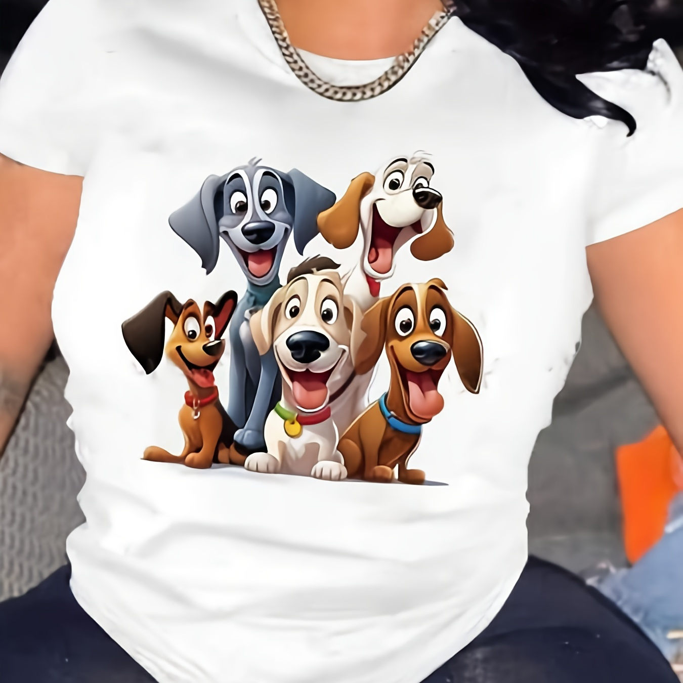 Dog Print Crew Neck T-shirt, Casual Short Sleeve T-shirt For Spring & Summer, Women's Clothing
Dog Print Crew Neck T-shirt, Casual Short Sleeve T-shirt For Spring & Summer, Women's Clothing