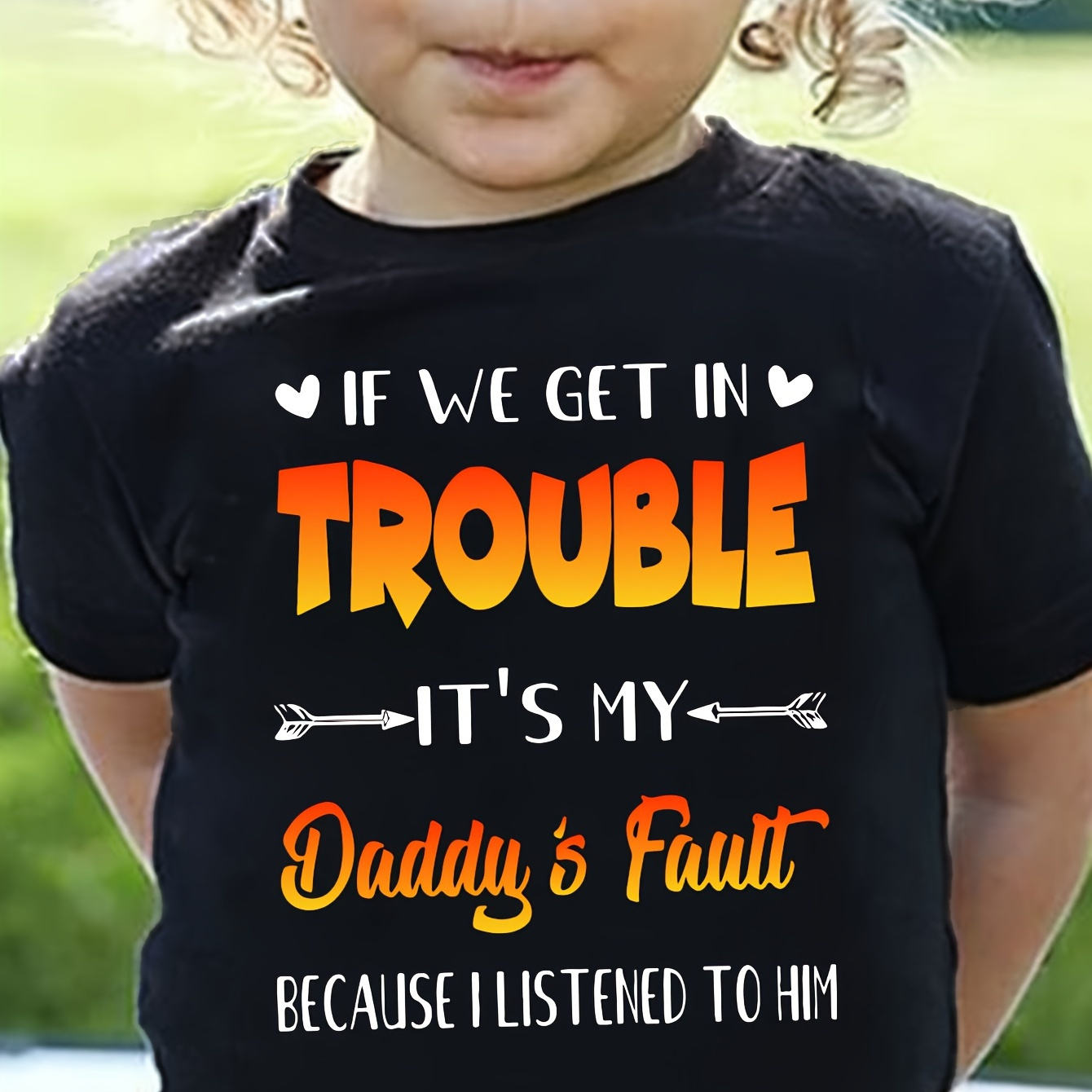 If We Get In Trouble Print, Girls' Casual Crew Neck Short Sleeve T-shirt, Comfy Top Clothes For Spring And Summer For Outdoor Activities
If We Get In Trouble Print, Girls' Casual Crew Neck Short Sleeve T-shirt, Comfy Top Clothes For Spring And Summer For Outdoor Activities