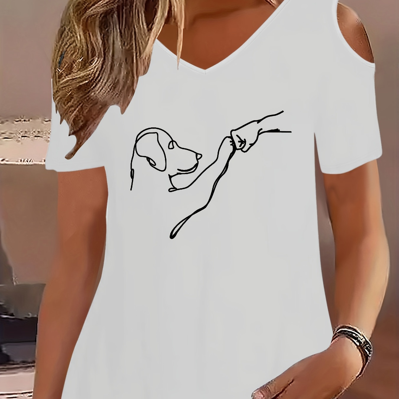 Dog Print T-shirt, Short Sleeve V Neck Casual Top For Summer & Spring, Women's Clothing
Dog Print T-shirt, Short Sleeve V Neck Casual Top For Summer & Spring, Women's Clothing