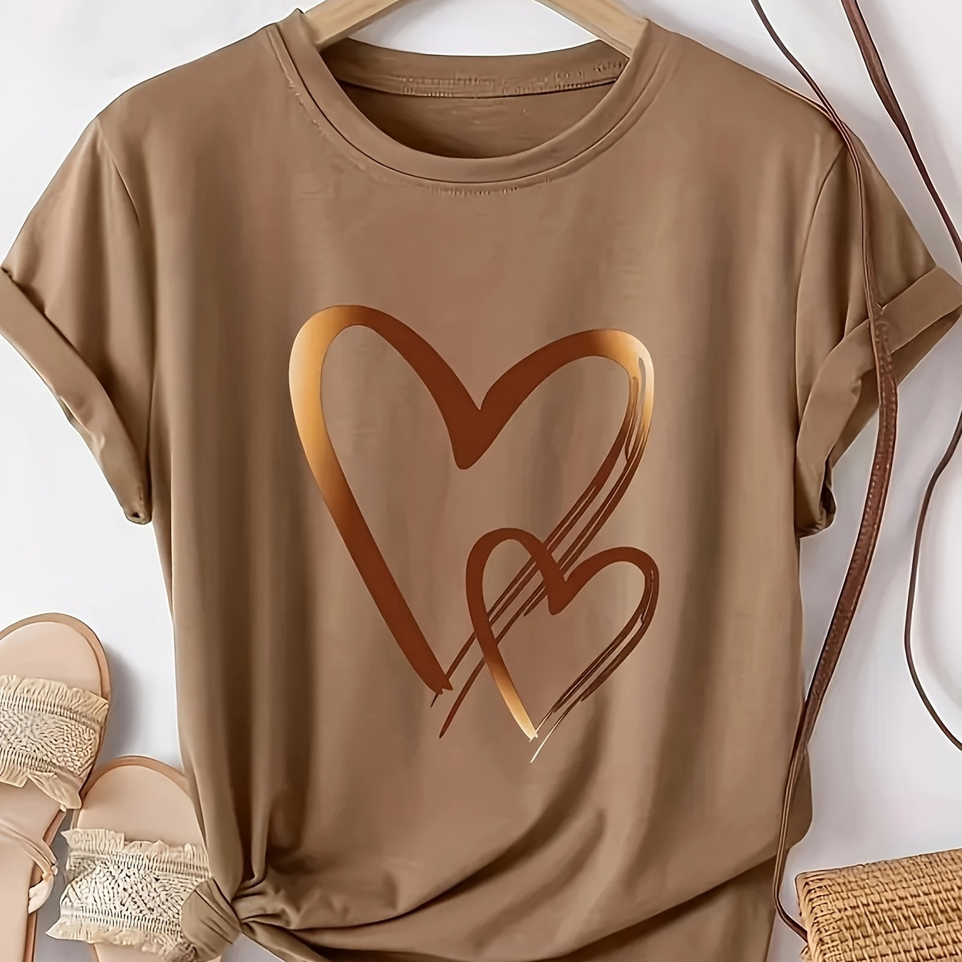 Chic Heart Tee For Women - Crew Neck, Short Sleeve, Stretchy Polyester, Machine Washable - Spring/summer
Chic Heart Tee For Women - Crew Neck, Short Sleeve, Stretchy Polyester, Machine Washable - Spring/summer