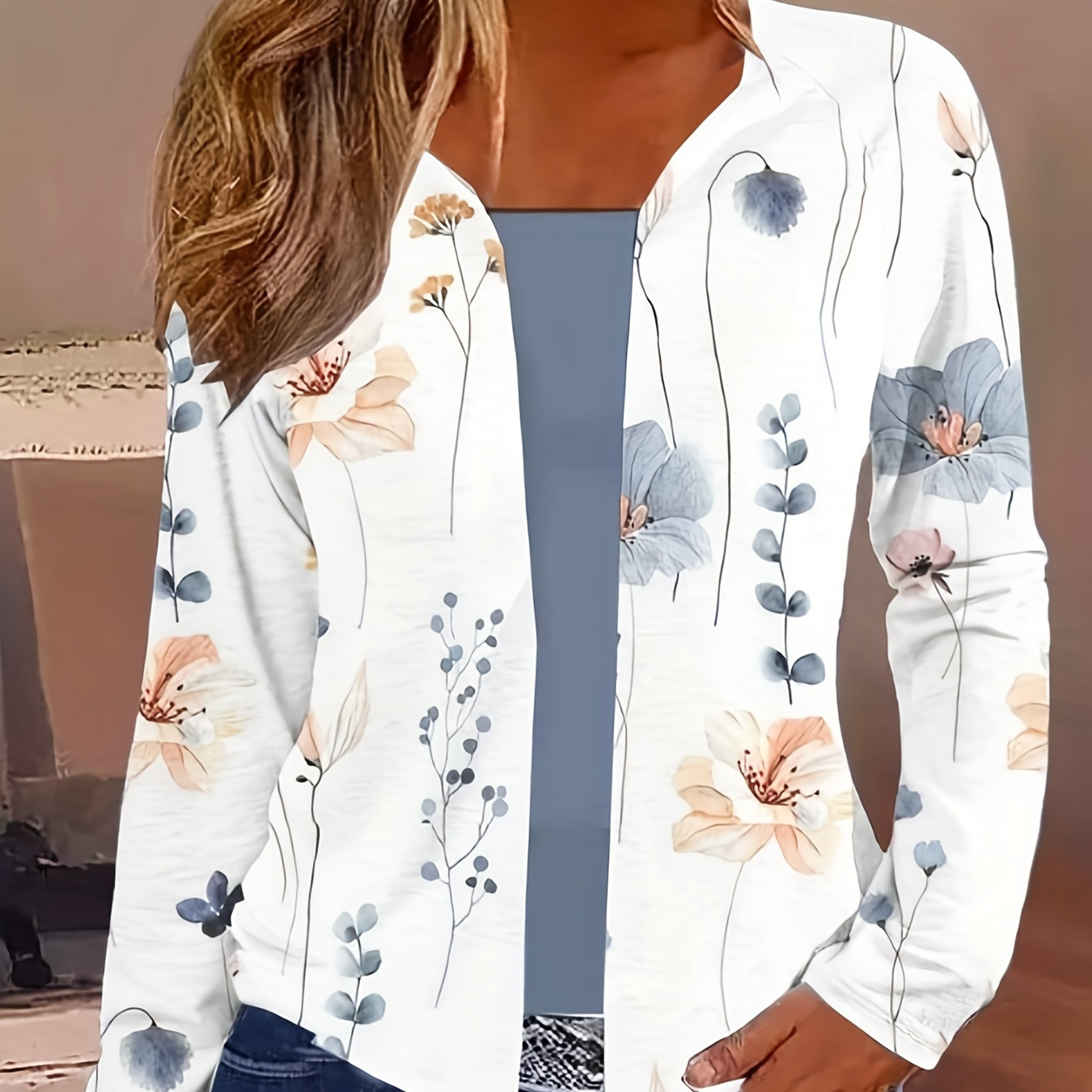 Floral Print Simple Cardigan, Casual Open Front Long Sleeve Outerwear, Women's Clothing
Floral Print Simple Cardigan, Casual Open Front Long Sleeve Outerwear, Women's Clothing