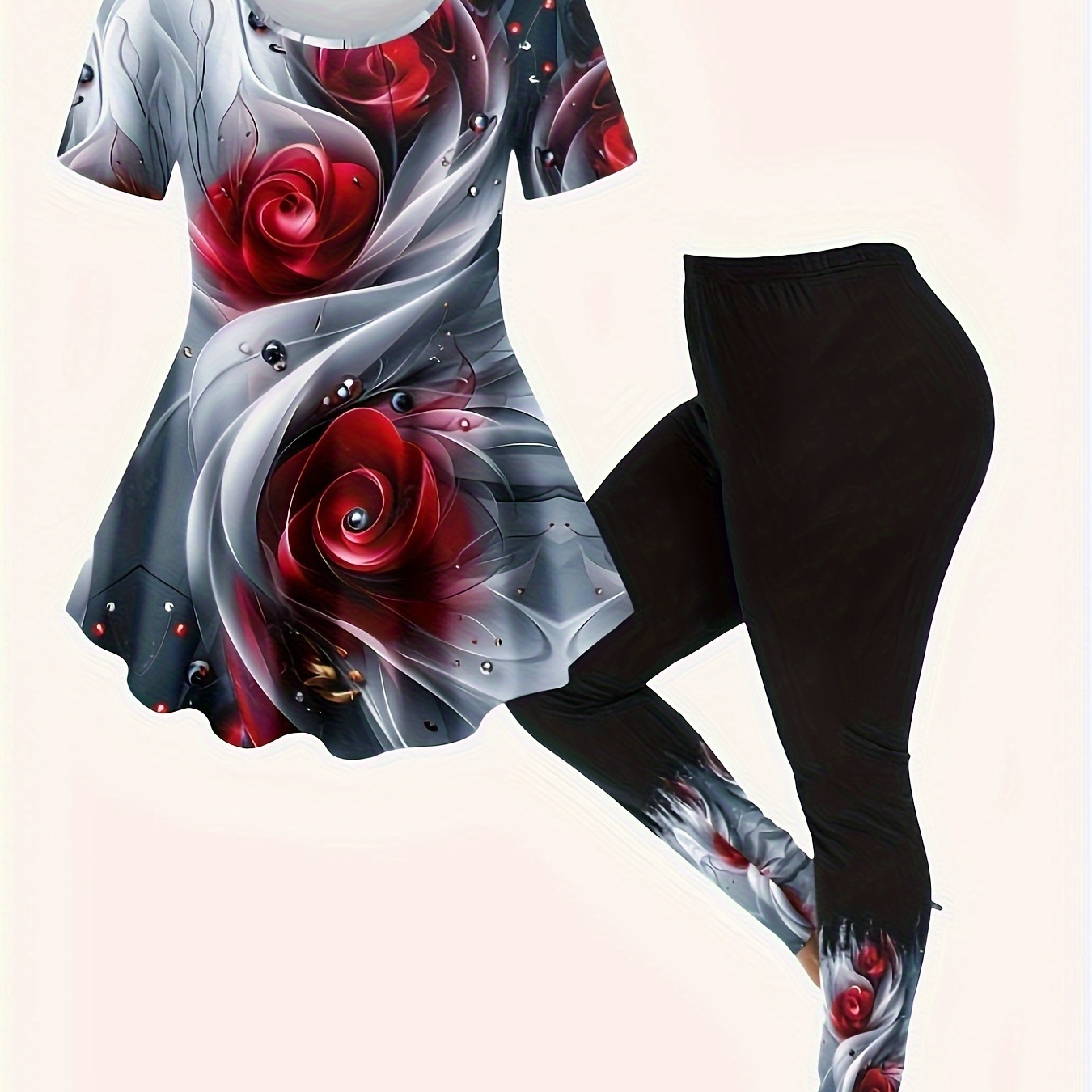 Floral Print Casual 2 Piece Set, Crew Neck Short Sleeve T-shirt & Skinny Pants Outfits For Spring & Summer, Women's Clothing
Floral Print Casual 2 Piece Set, Crew Neck Short Sleeve T-shirt & Skinny Pants Outfits For Spring & Summer, Women's Clothing