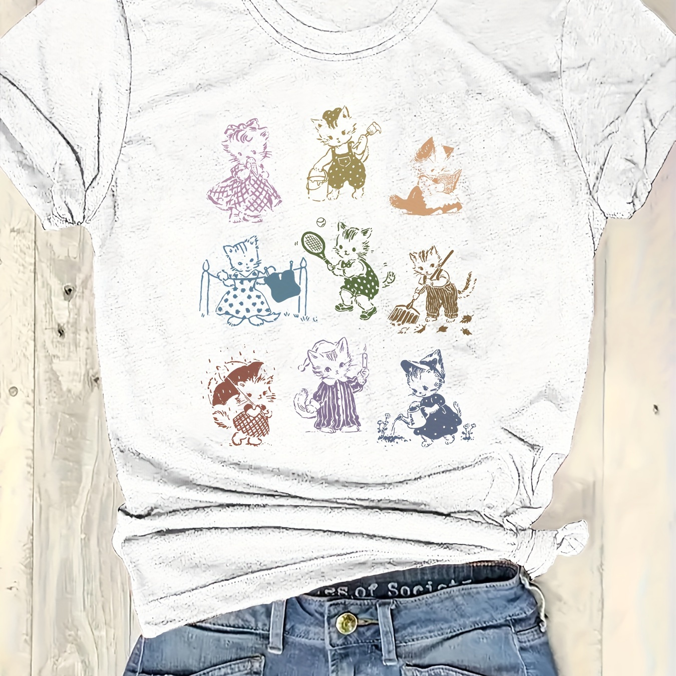 Women's Graphic Tee - Casual Crew Neck, Short Sleeve Top For , Soft Polyester , Machine Washable
Women's Graphic Tee - Casual Crew Neck, Short Sleeve Top For , Soft Polyester , Machine Washable