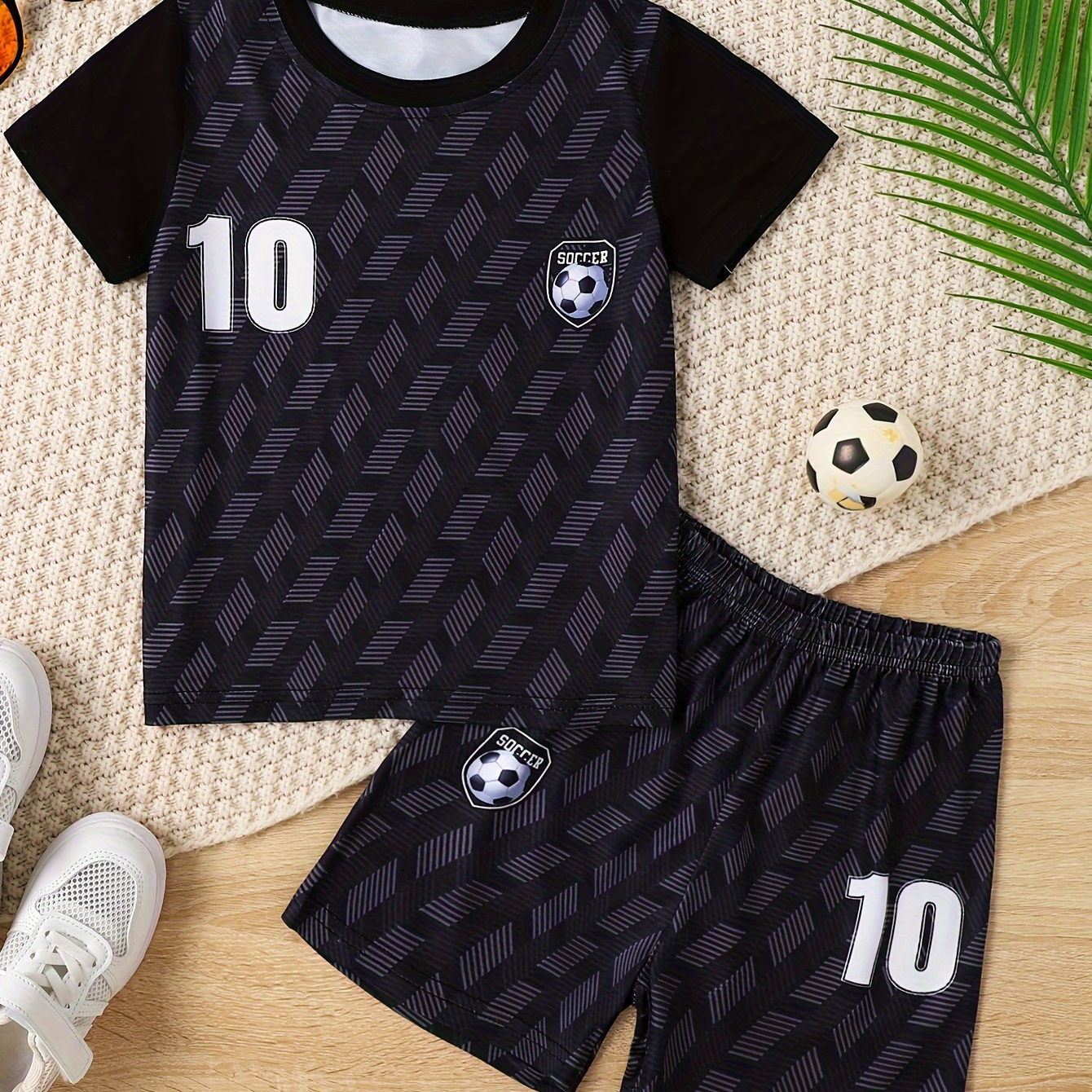 Boys 2pcs 10 # Print Football Jersey, Sports Style Short Sleeve Top & Short Set, Cool Pattern Comfy Set, Boys' Milk Fiber Cozy Outfit For Spring Summer
Boys 2pcs 10 # Print Football Jersey, Sports Style Short Sleeve Top & Short Set, Cool Pattern Comfy Set, Boys' Milk Fiber Cozy Outfit For Spring Summer