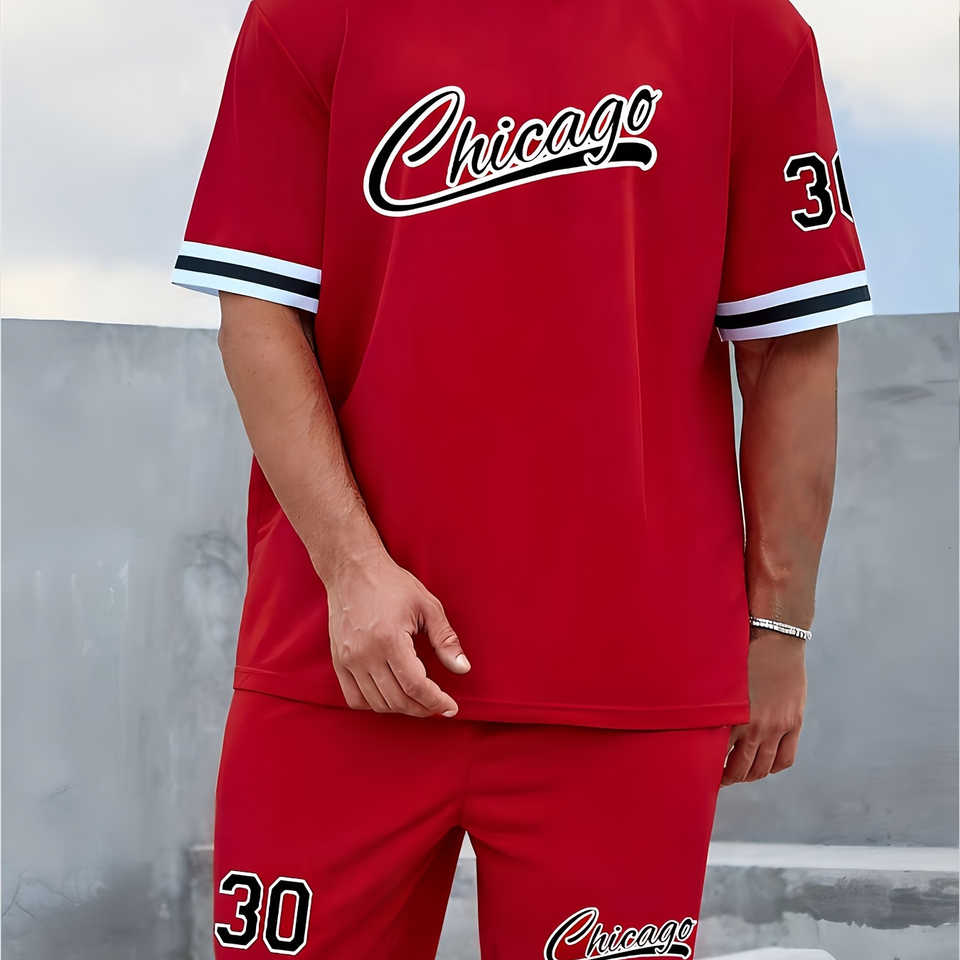 Men's Chicago Graphic Print T-shirt & Shorts Set For Summer, 2pcs Basketball Jersey Set
Men's Chicago Graphic Print T-shirt & Shorts Set For Summer, 2pcs Basketball Jersey Set