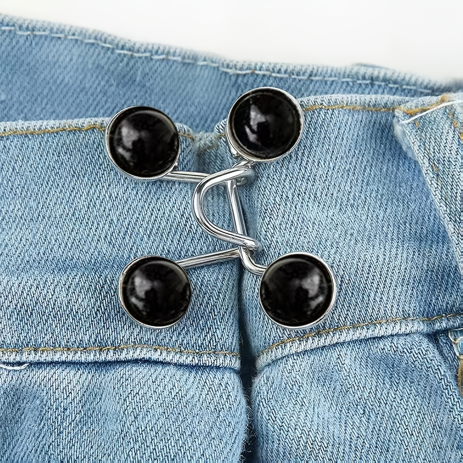 

1 Set Of Pant Waist Tightener Instant Jean Buttons For Loose Jeans Pants Clips For Waist Detachable Jean Buttons Pins No Sewing Waistband Tightener