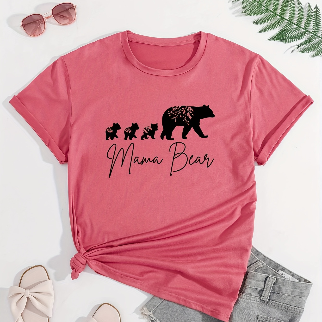 Bear Graphic Print T-shirt, Short Sleeve Crew Neck Casual Top For Summer & Spring, Women's Clothing
Bear Graphic Print T-shirt, Short Sleeve Crew Neck Casual Top For Summer & Spring, Women's Clothing