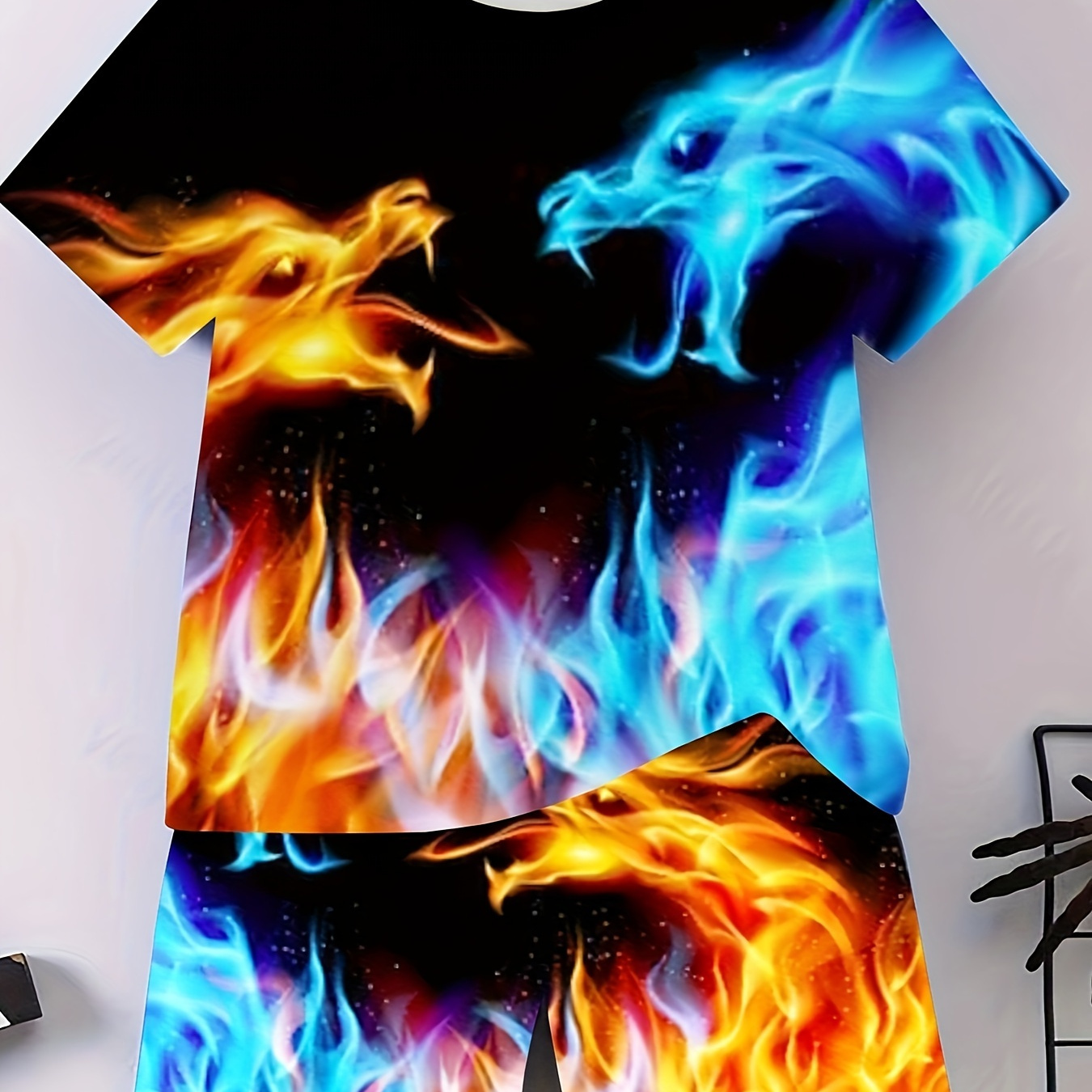Boys 2-piece Casual Outfit Set, Flame Dragon Print Versatile Short Sleeve Tee With Shorts, Comfy Summer Clothes
Boys 2-piece Casual Outfit Set, Flame Dragon Print Versatile Short Sleeve Tee With Shorts, Comfy Summer Clothes
