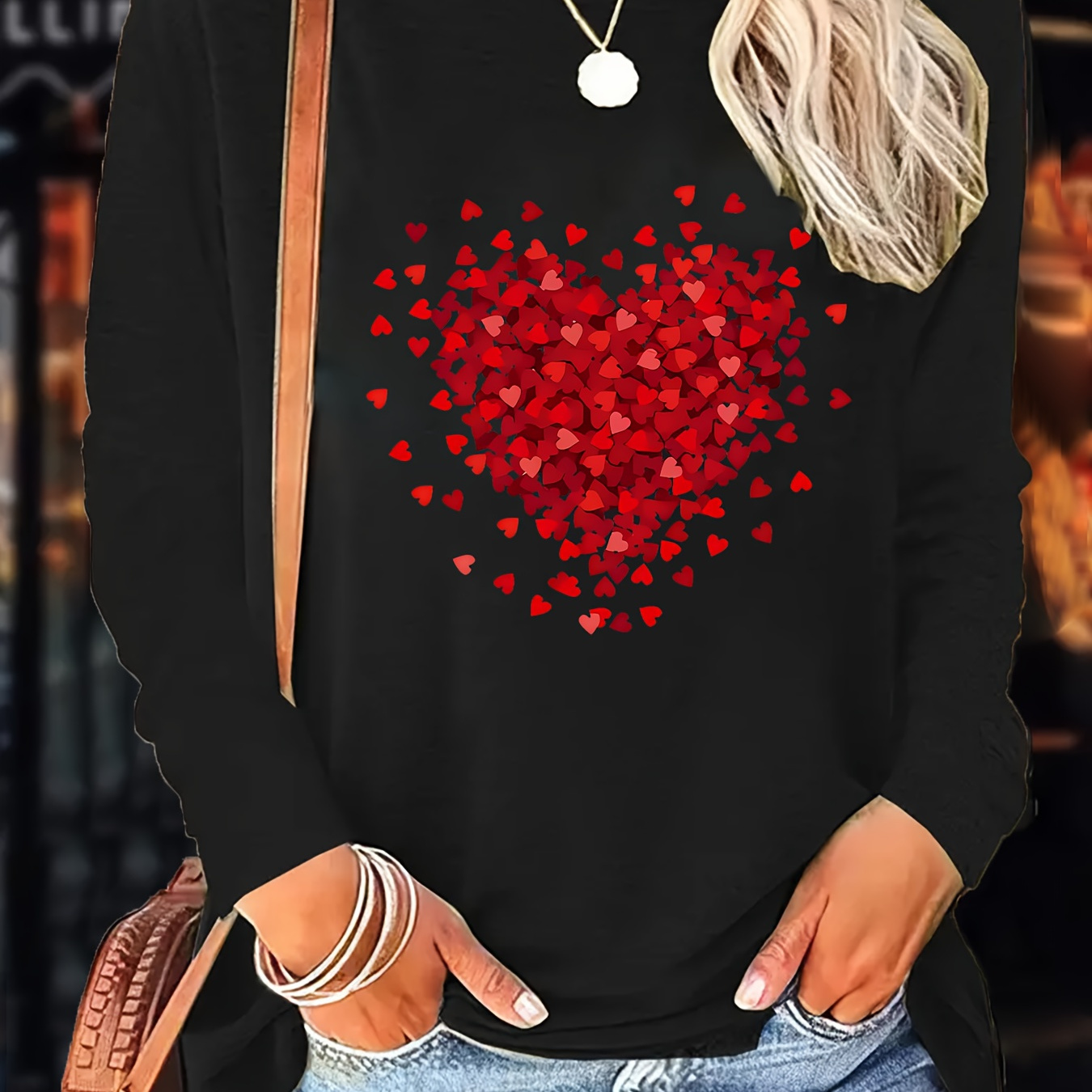 Women's Casual Sporty Long Sleeve Tee With Heart & Floral Print - Breathable Polyester , Machine Washable
Women's Casual Sporty Long Sleeve Tee With Heart & Floral Print - Breathable Polyester , Machine Washable