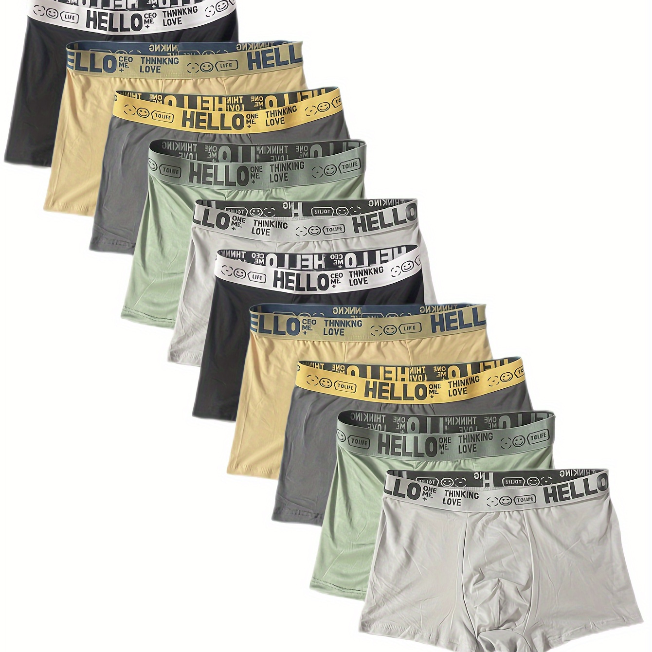 10-pack Men's Boxer Briefs, Fashionable Alphabet Pattern, High Stretch Knit Fabric, Polyester 75%, Elastane 25%, Shortie Underwear, 120gsm, Perfect Valentine's Day Gift
10-pack Men's Boxer Briefs, Fashionable Alphabet Pattern, High Stretch Knit Fabric, Polyester 75%, Elastane 25%, Shortie Underwear, 120gsm, Perfect Valentine's Day Gift