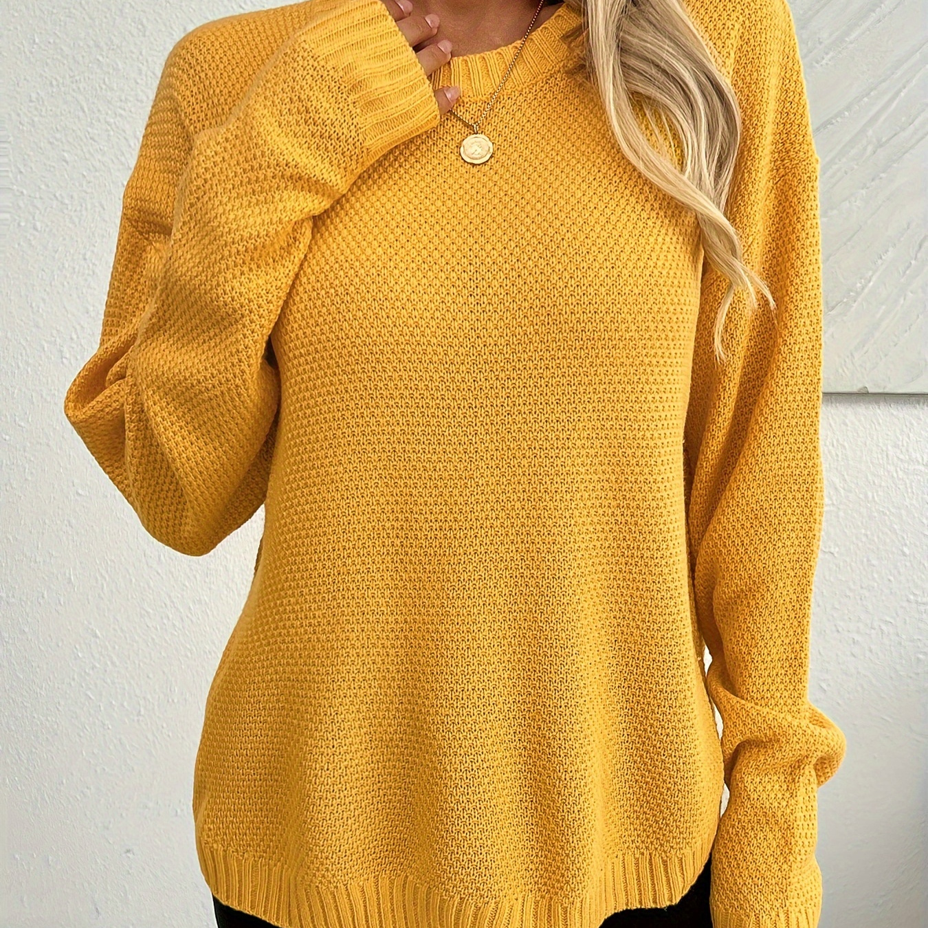 Solid Color Crew Neck Sweater, Casual Long Sleeve Drop Shoulder Sweater For Fall & Winter, Women's Clothing
Solid Color Crew Neck Sweater, Casual Long Sleeve Drop Shoulder Sweater For Fall & Winter, Women's Clothing