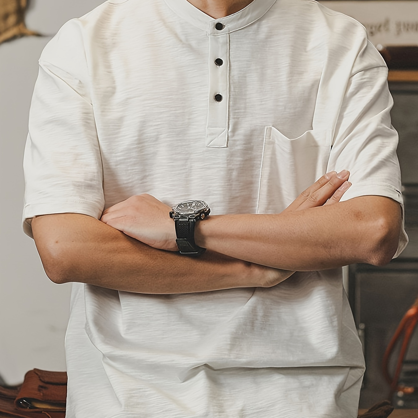 Men's Solid Short Sleeve Henley Shirt With Breasted Pocket, Casual And Chic For Summer Golf And Outdoors Wear
Men's Solid Short Sleeve Henley Shirt With Breasted Pocket, Casual And Chic For Summer Golf And Outdoors Wear
